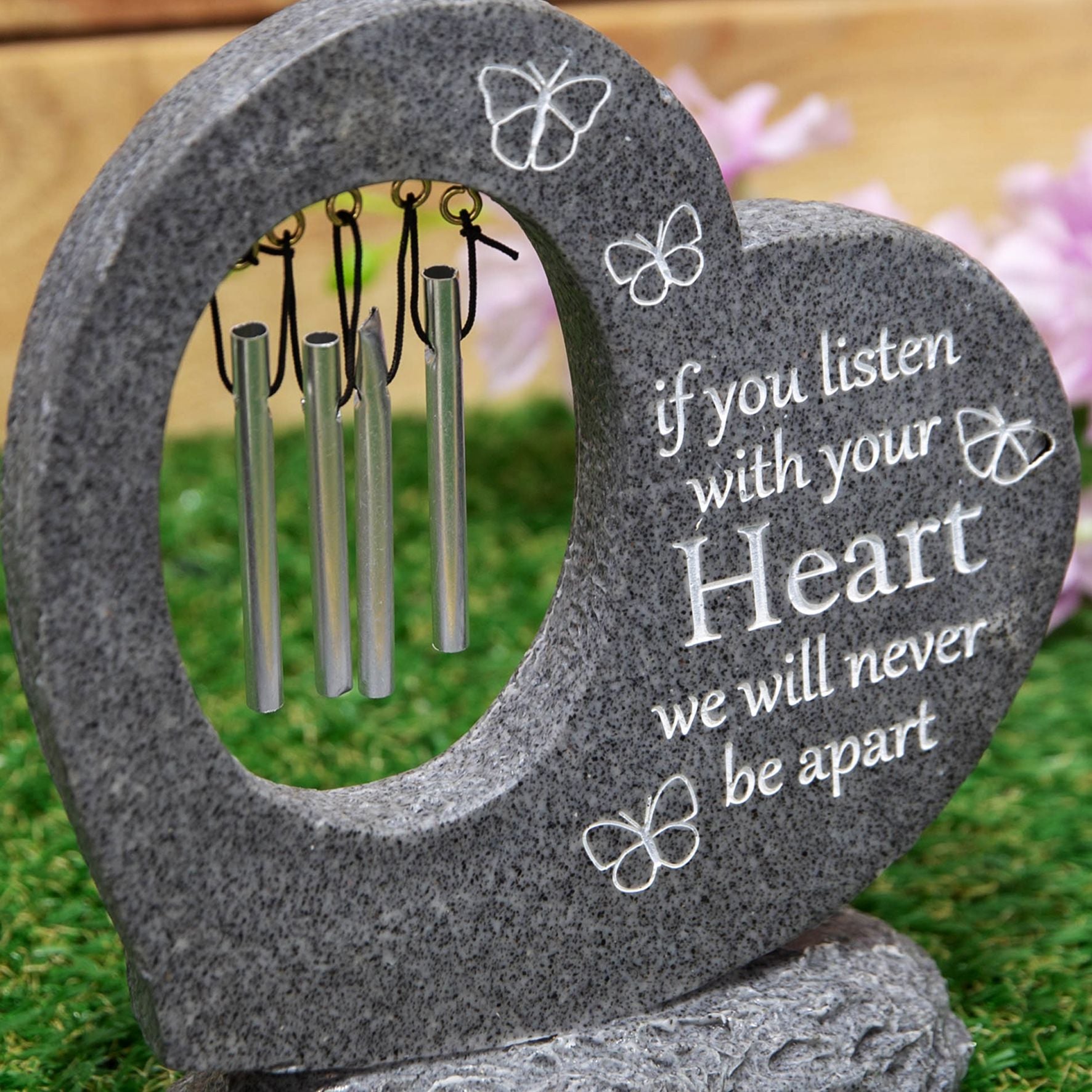 Thoughts Of You Graveside Stone Heart Windchime