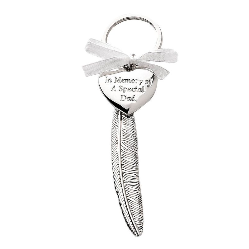 Engravable Silver Metal Feather Heart Plaque "Memory of Dad"