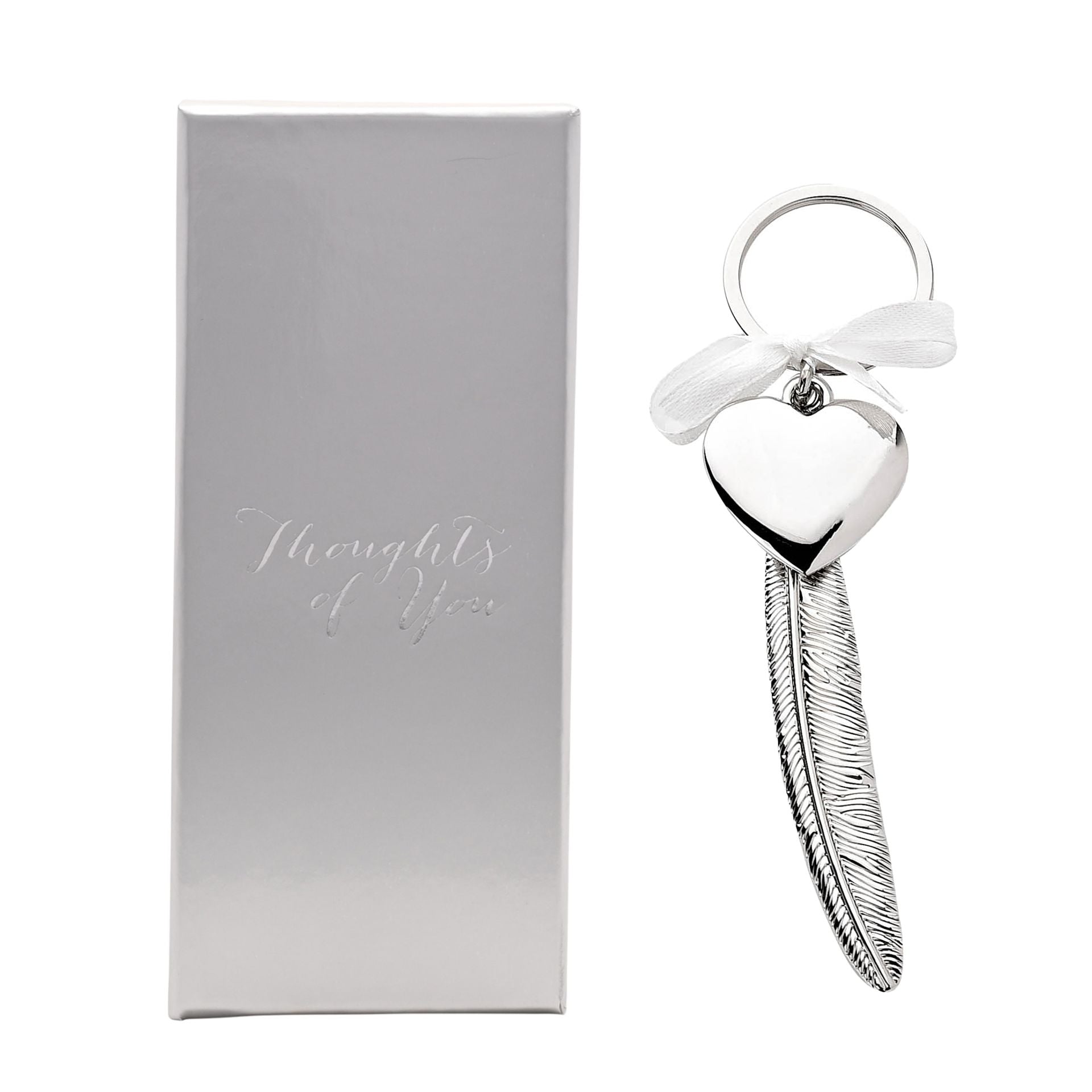 Engravable Silverplated Feather Heart Plaque - Plain