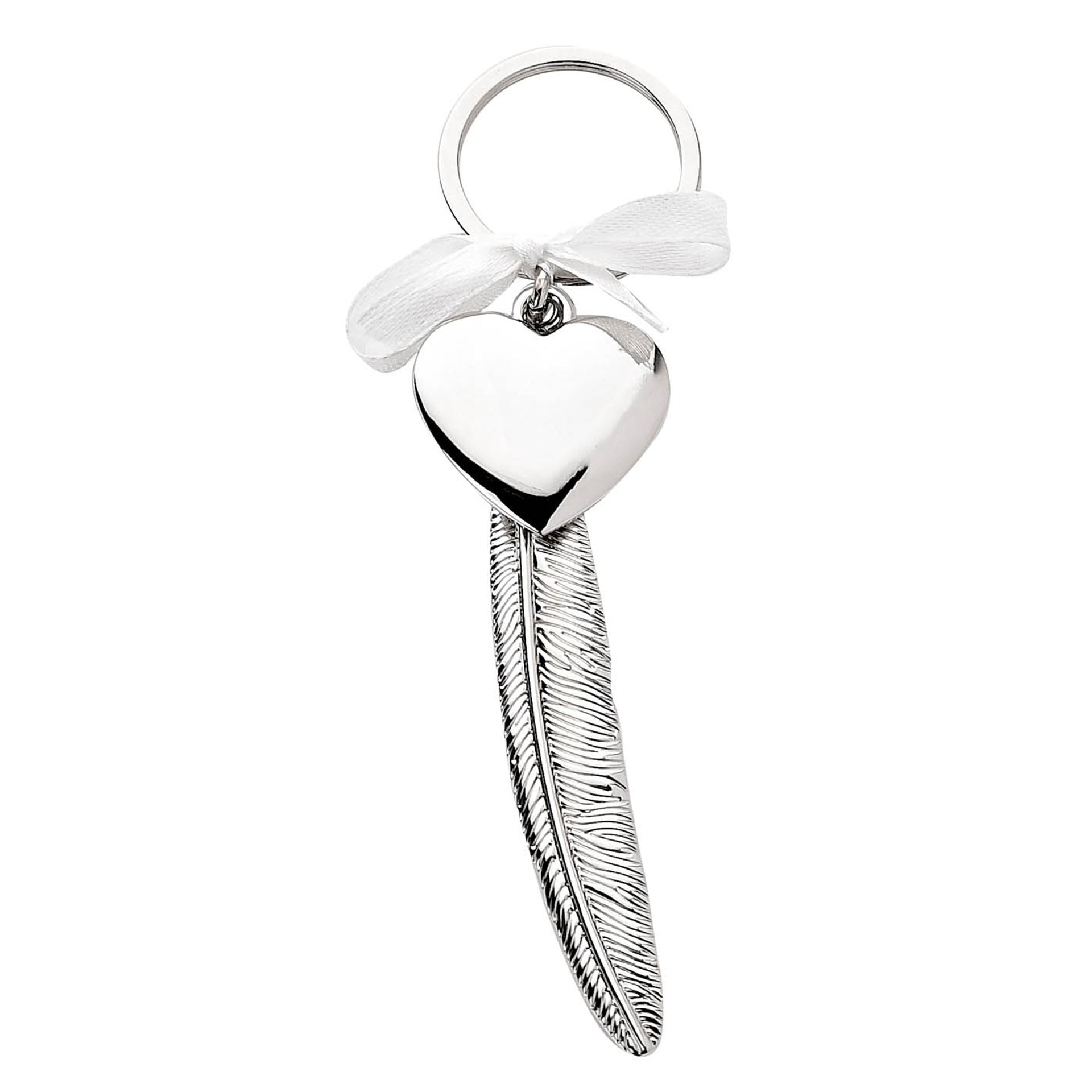 Engravable Silverplated Feather Heart Plaque - Plain