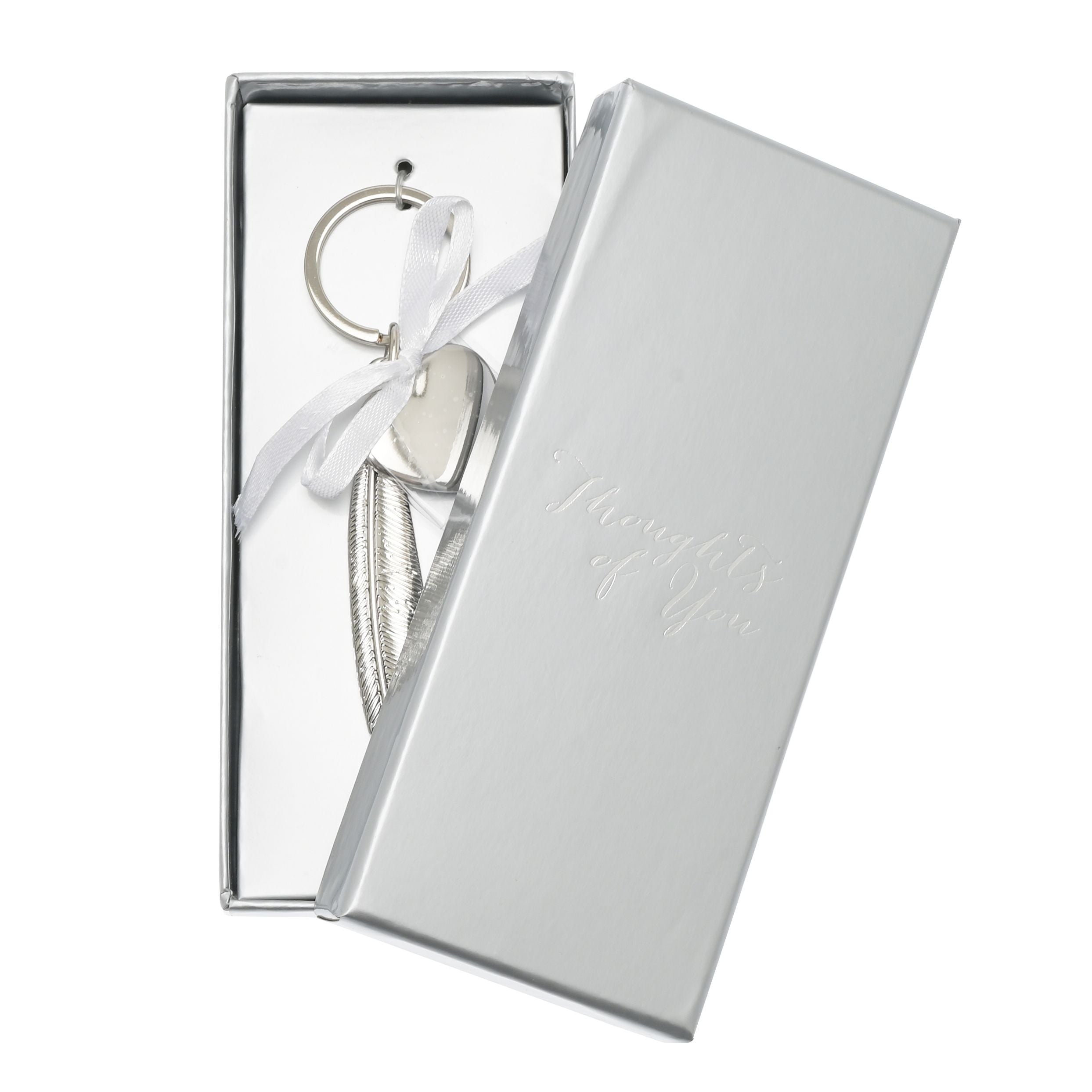 Engravable Silverplated Feather Heart Plaque - Plain