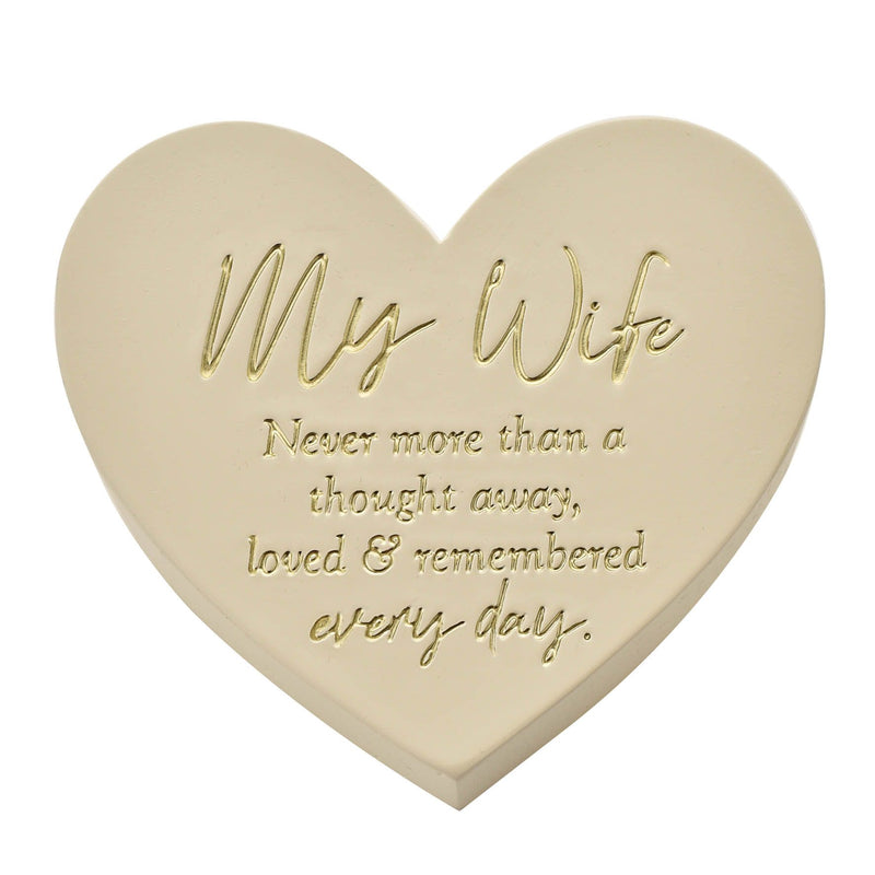 Thoughts of You Memorial Graveside Ivory Heart Plaque - Wife