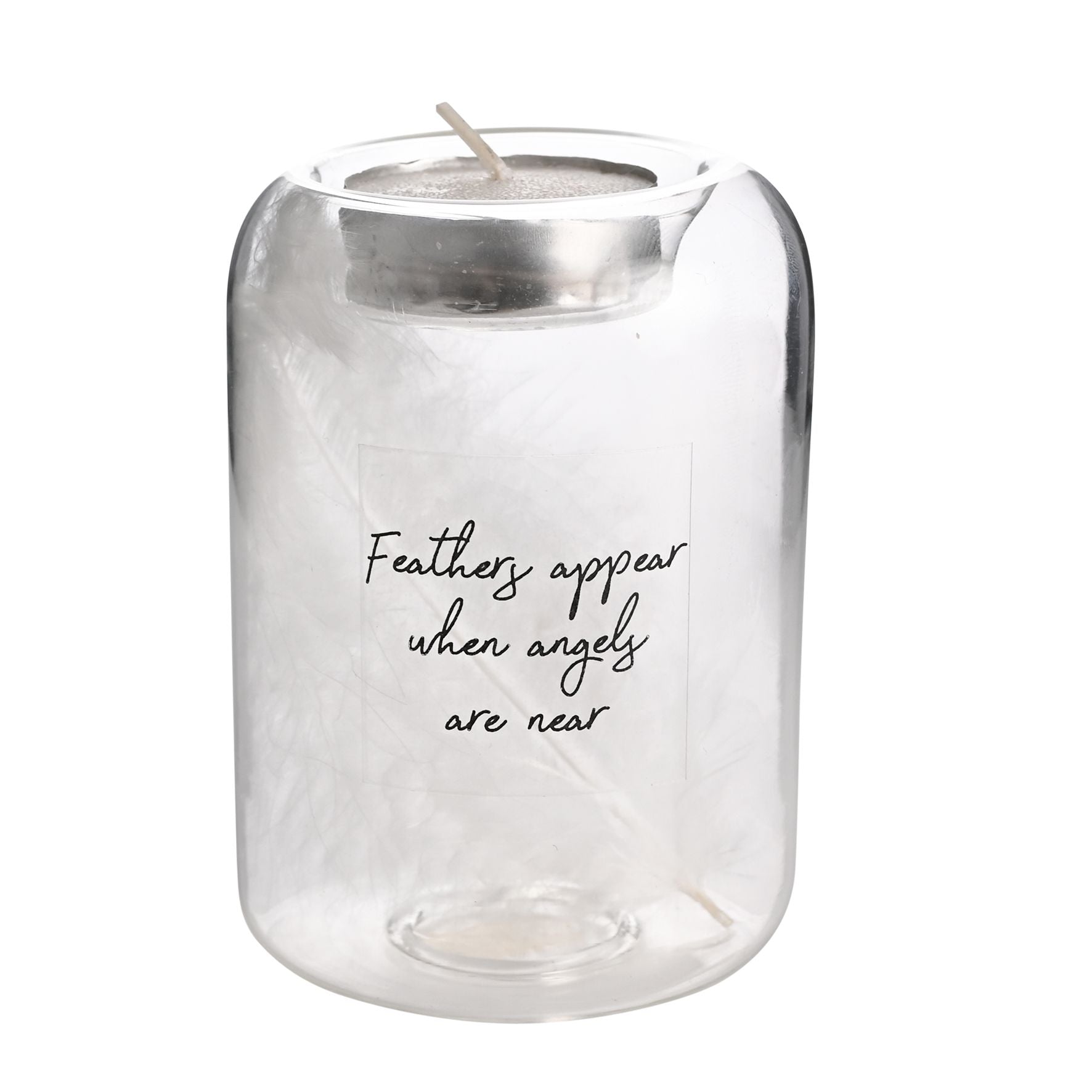 Thoughts of You Feather Glass Tea Light Holder - Feathers