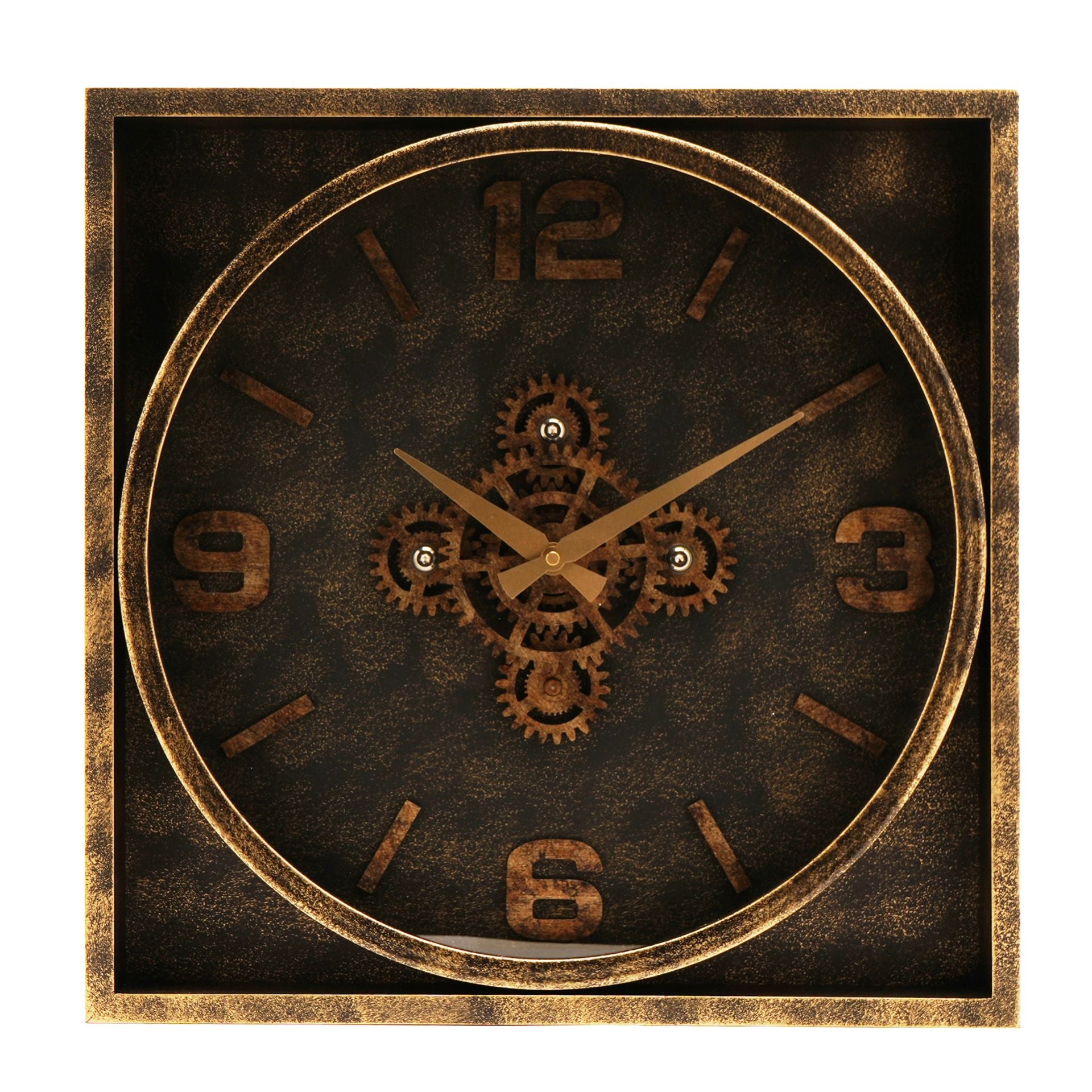 Wm Widdop Moving Gear Square Wall Clock - 49cm