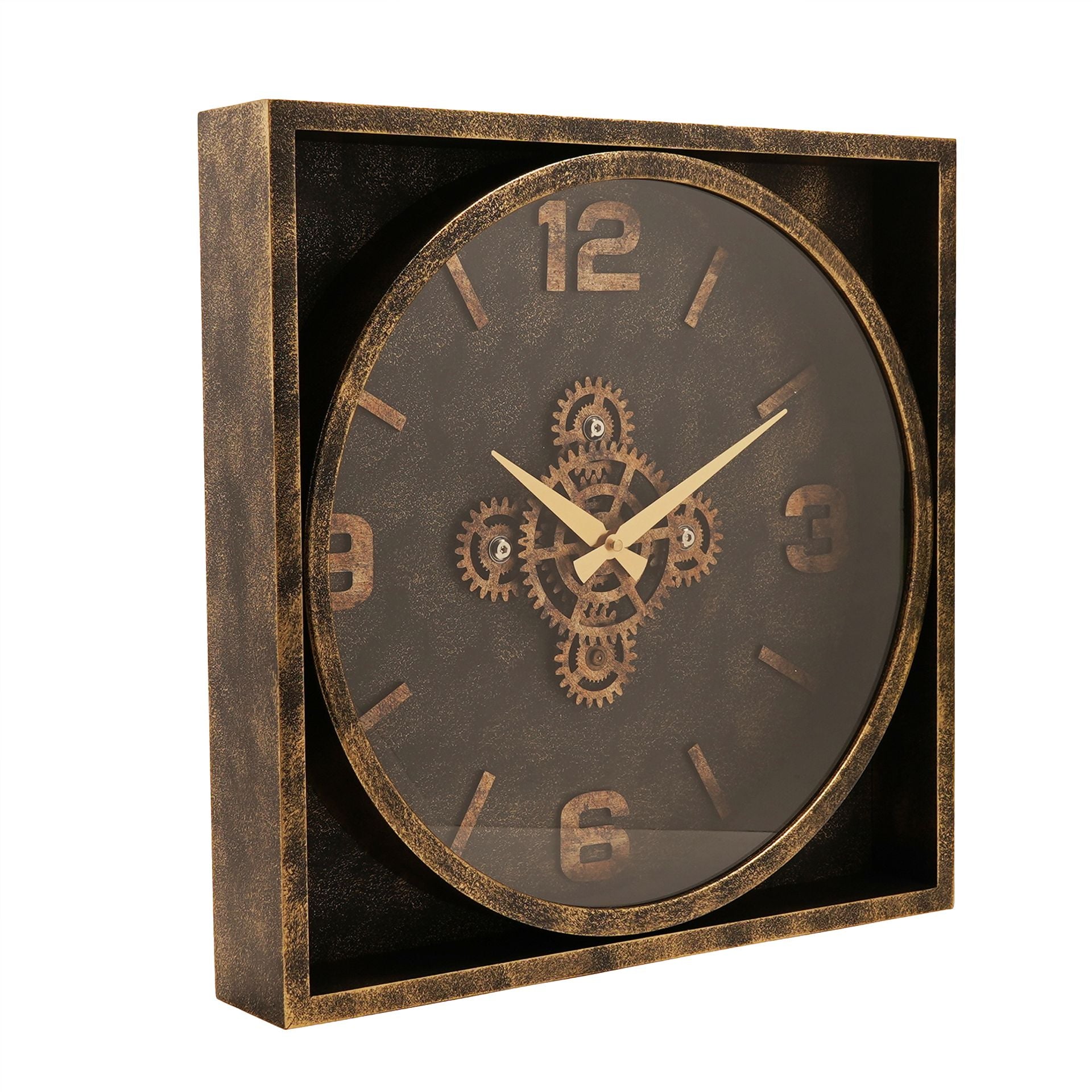 Wm Widdop Moving Gear Square Wall Clock - 49cm