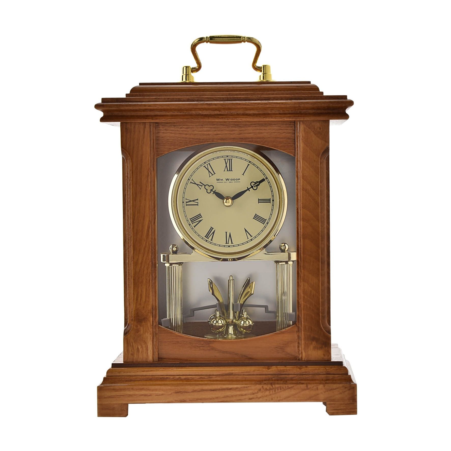 Wm.Widdop Wood Mantel Clock Lantern Style With Handle