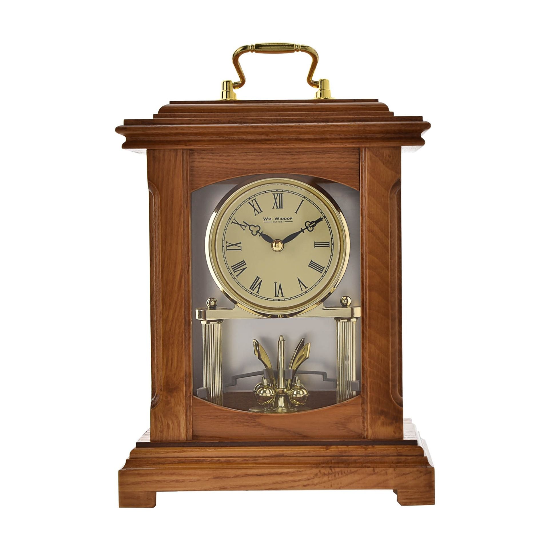 Wm.Widdop Wood Mantel Clock Lantern Style With Handle