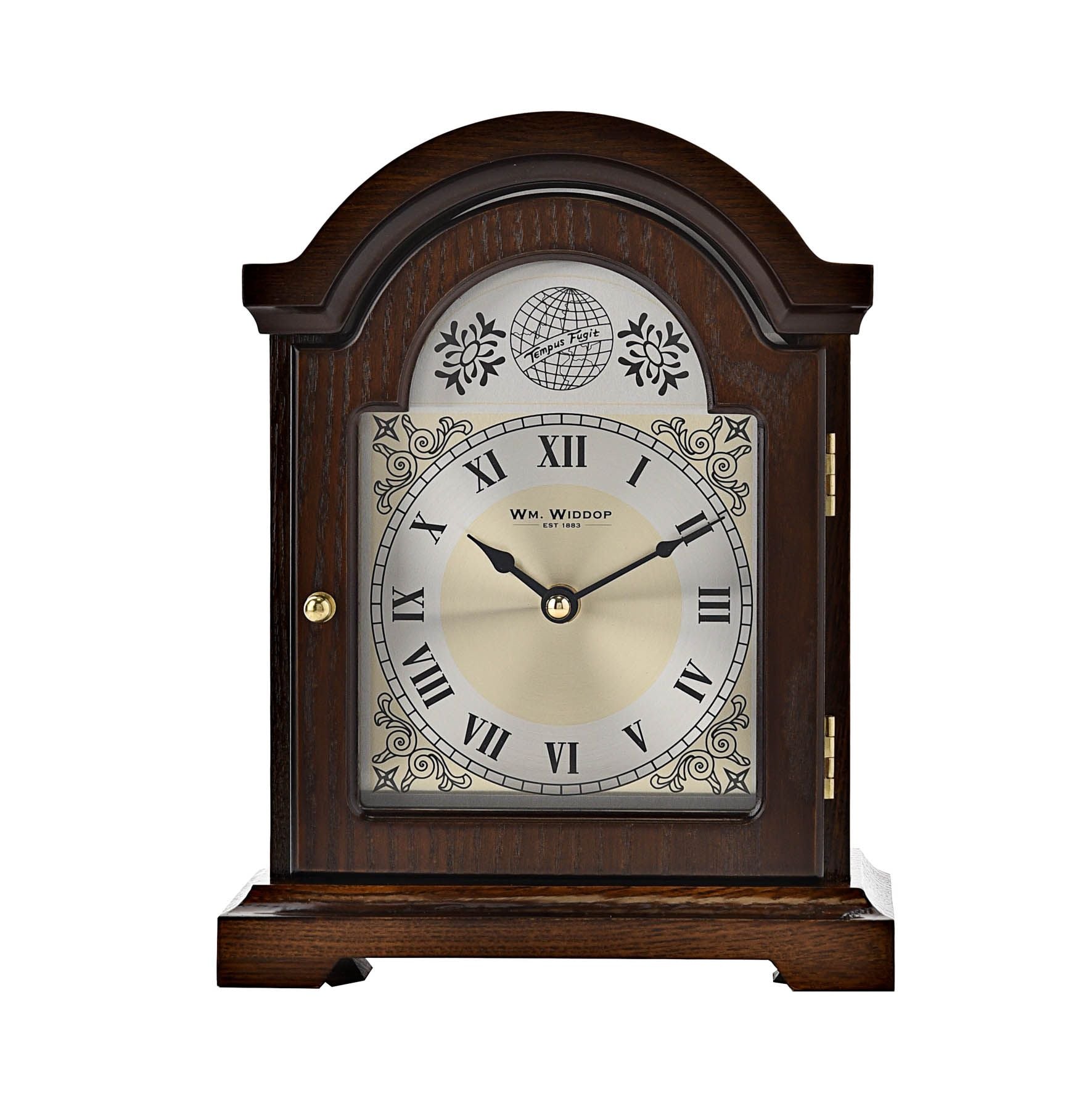 Wm.Widdop Broken Arch Wooden Mantel Clock 24cm