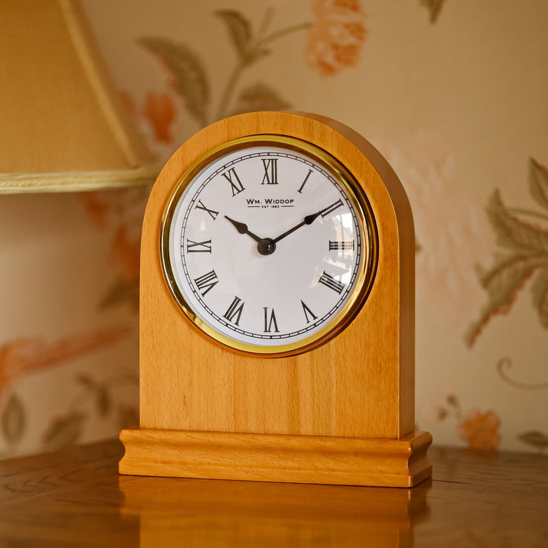 Wm.Widdop Wooden Mantel Clock Arched