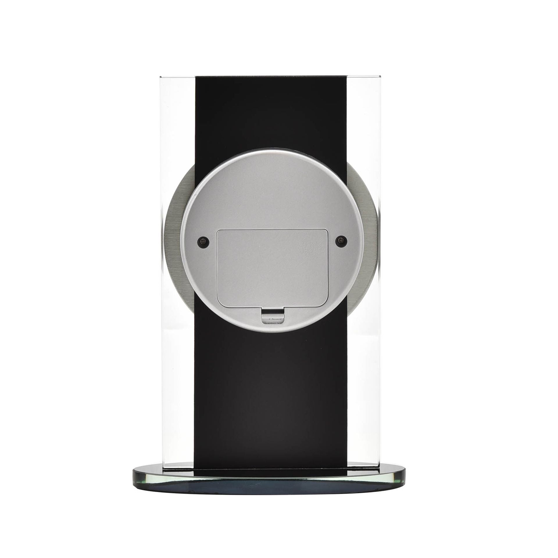 Wm.Widdop Black & Clear Glass Mantel Clock