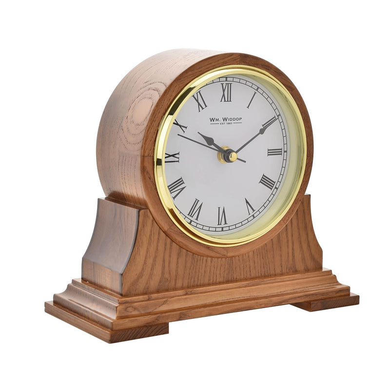 Wm Widdop Wooden Barrel Mantel Clock 23cm