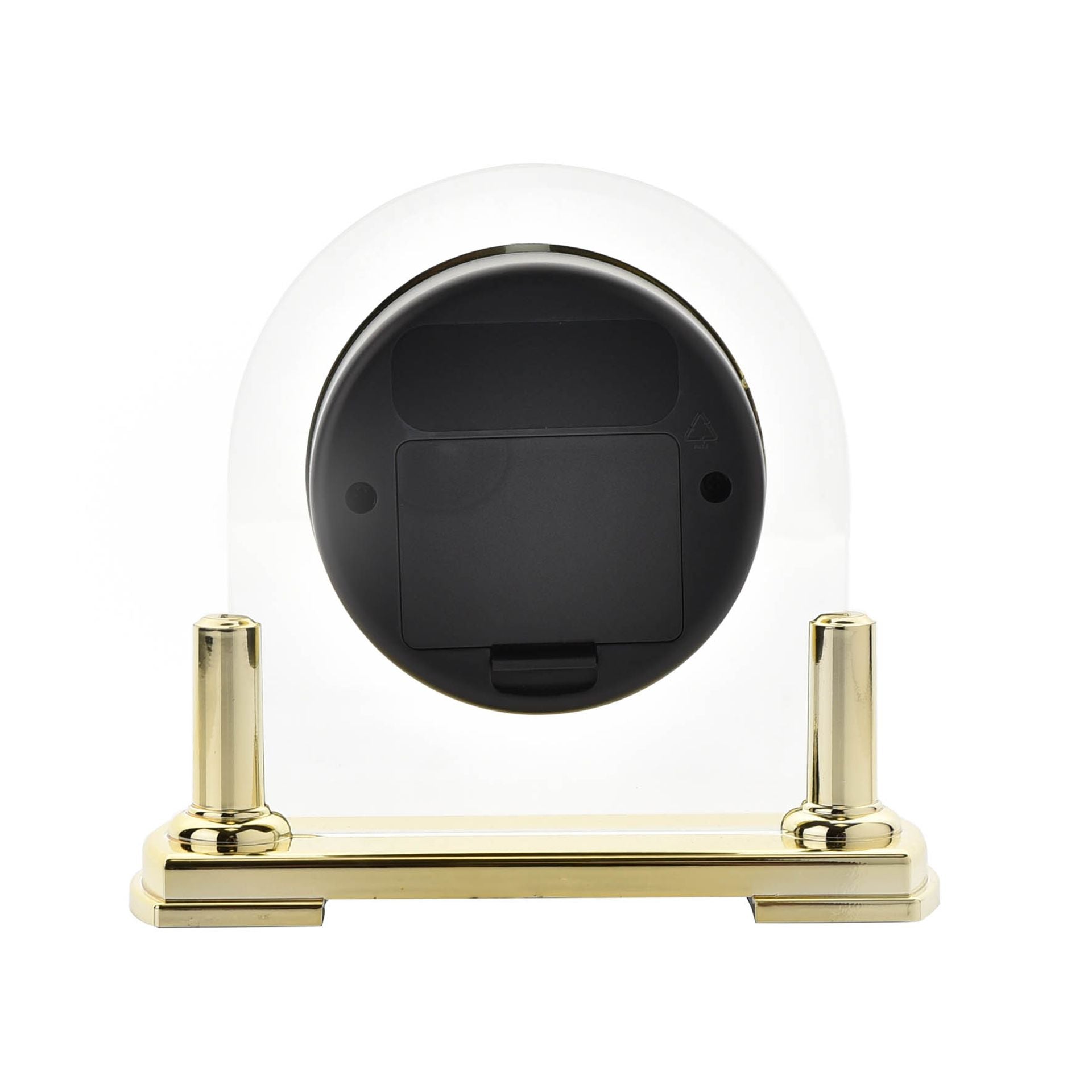 Wm.Widdop Glass Mantel Clock 2 Tone Dial Gold Stand