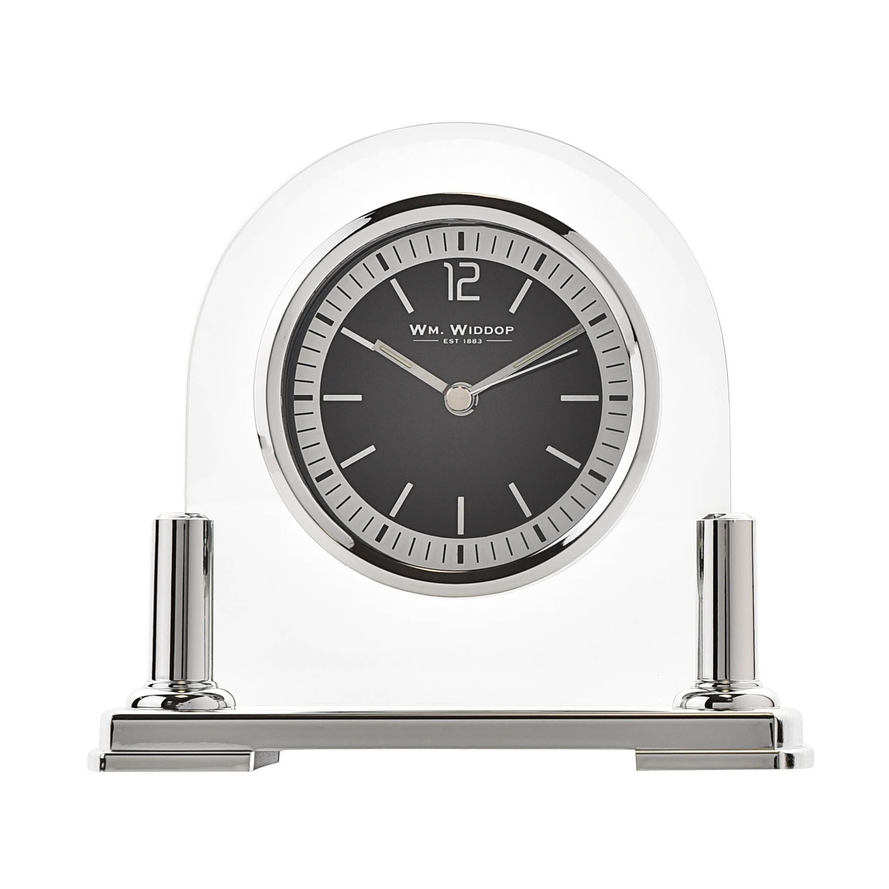 Silver Mantel Clock Wm Widdop Modern Glass & – Arched Quartz Design With  FREE Personal Engraving (Battery Not Included) Mantel Clocks For Living Room