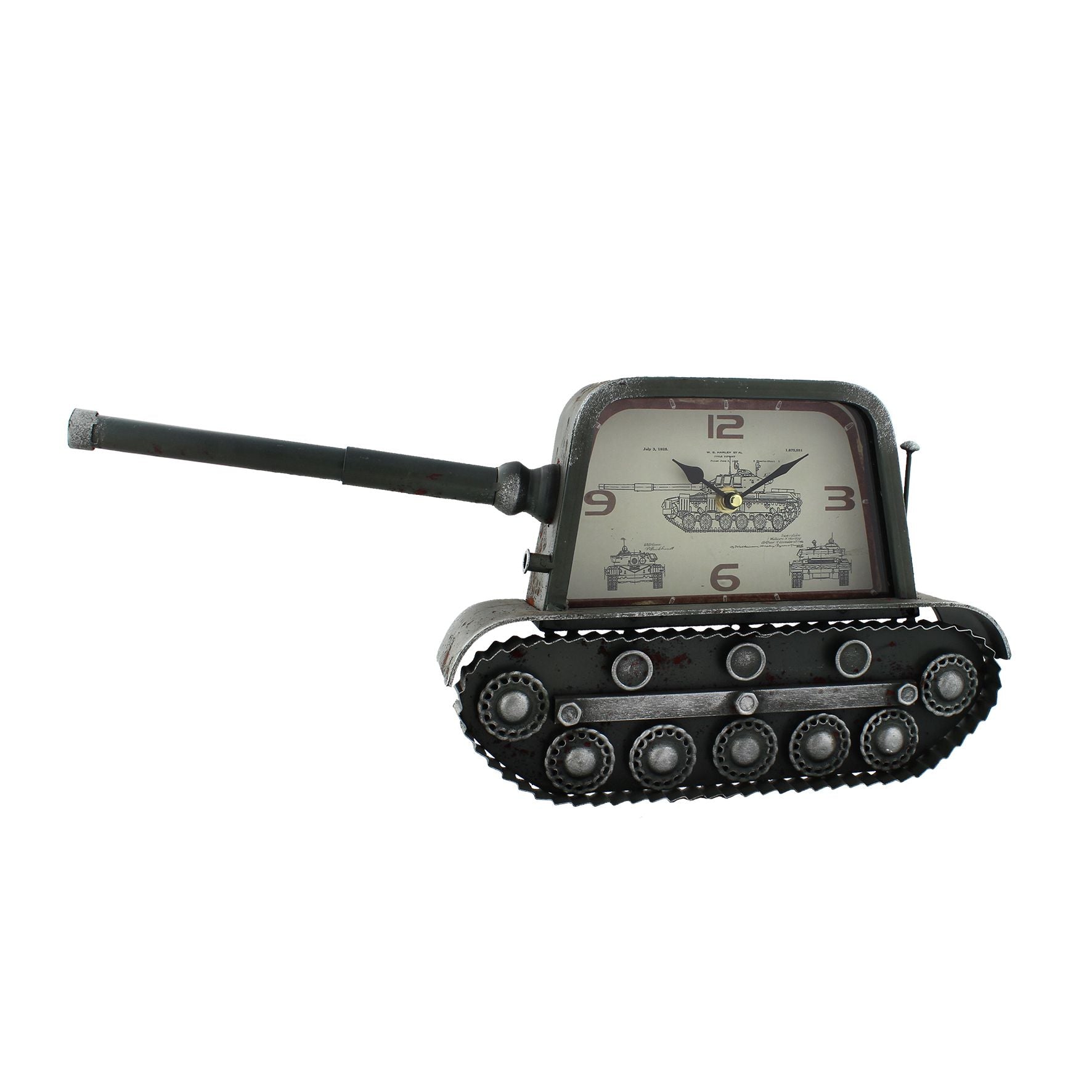 Hometime Metal Mantel Clock - Military Tank