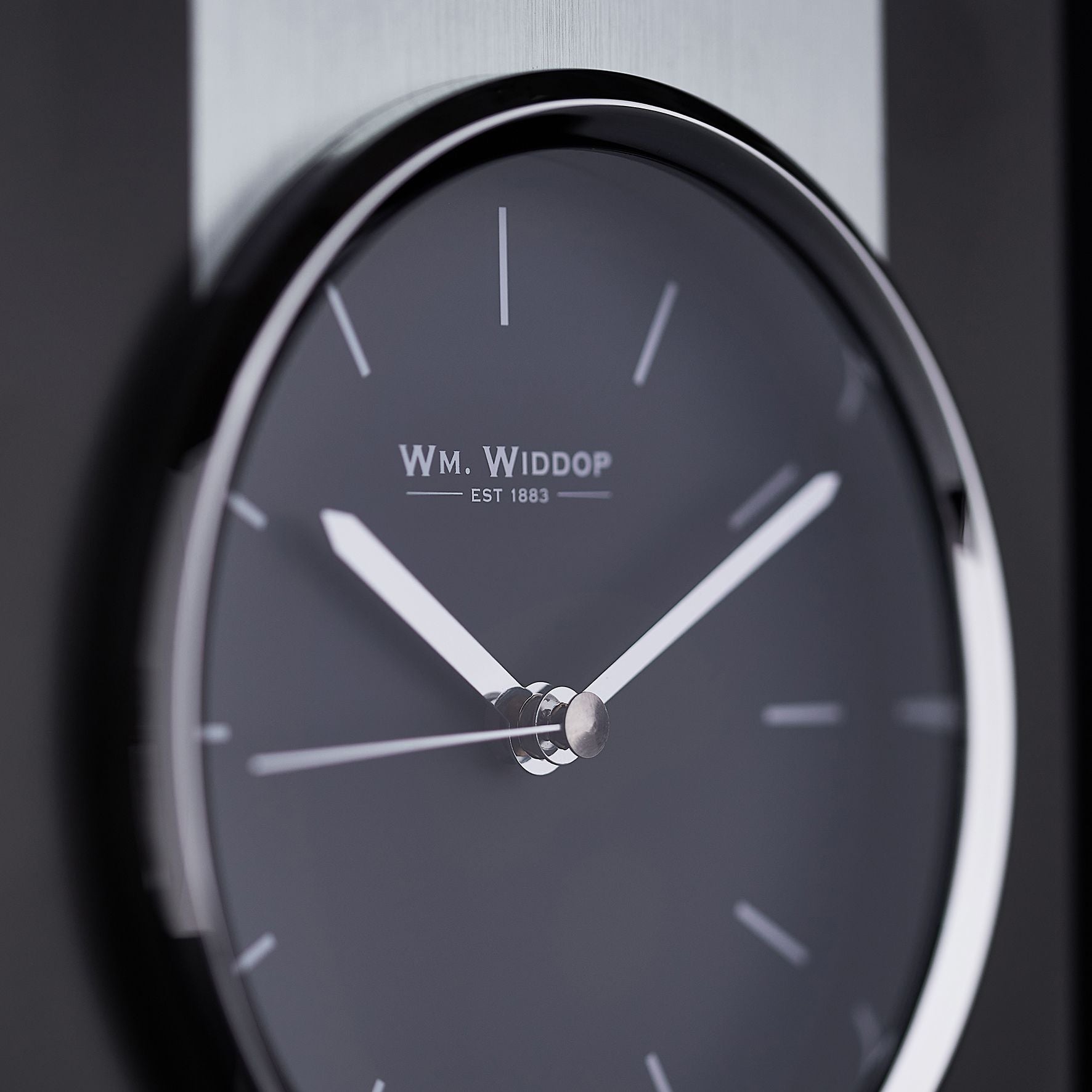 Wm. Widdop Glass and Brushed Aluminium Mantel Clock - Grey