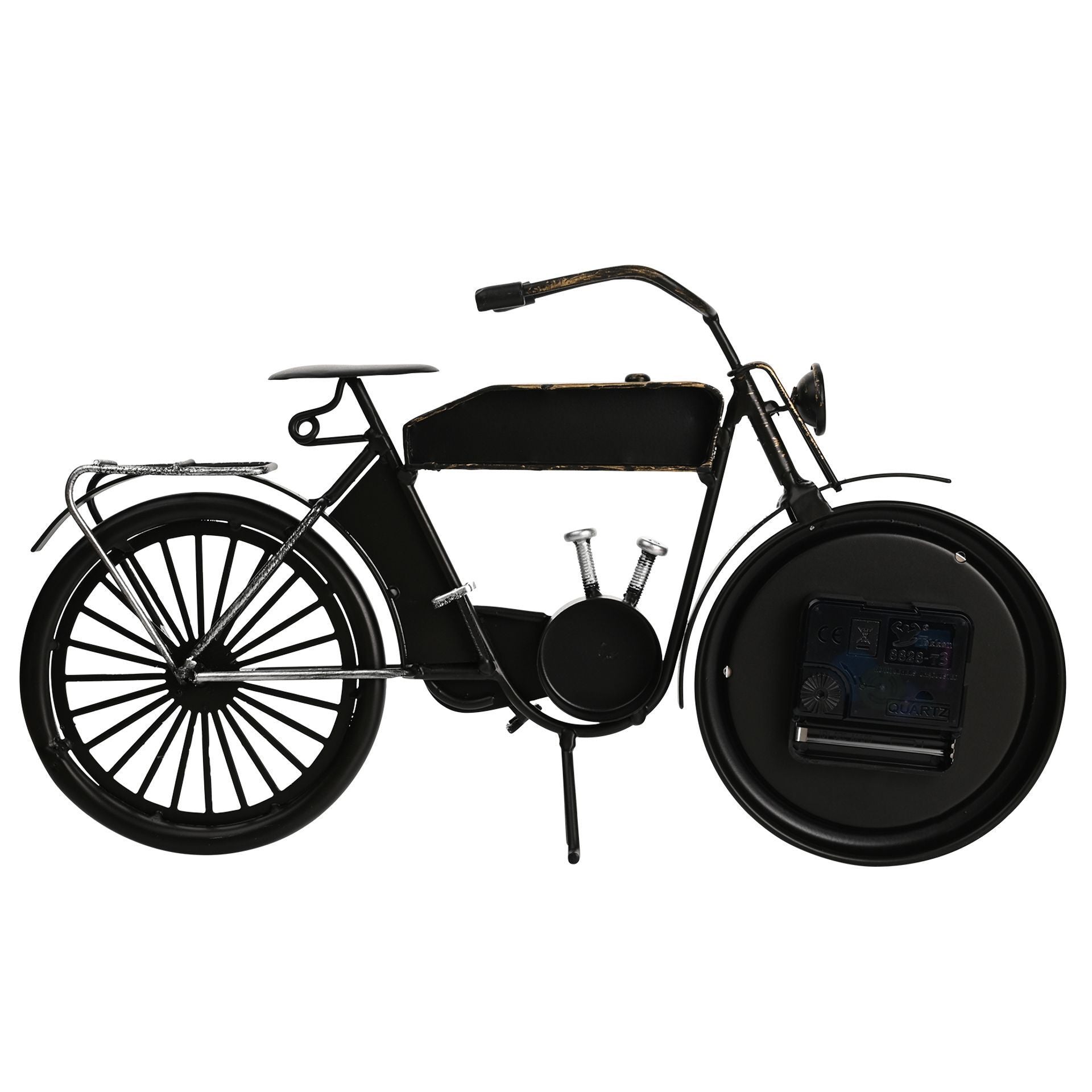Hometime Metal Mantel Clock - Black Motorcycle