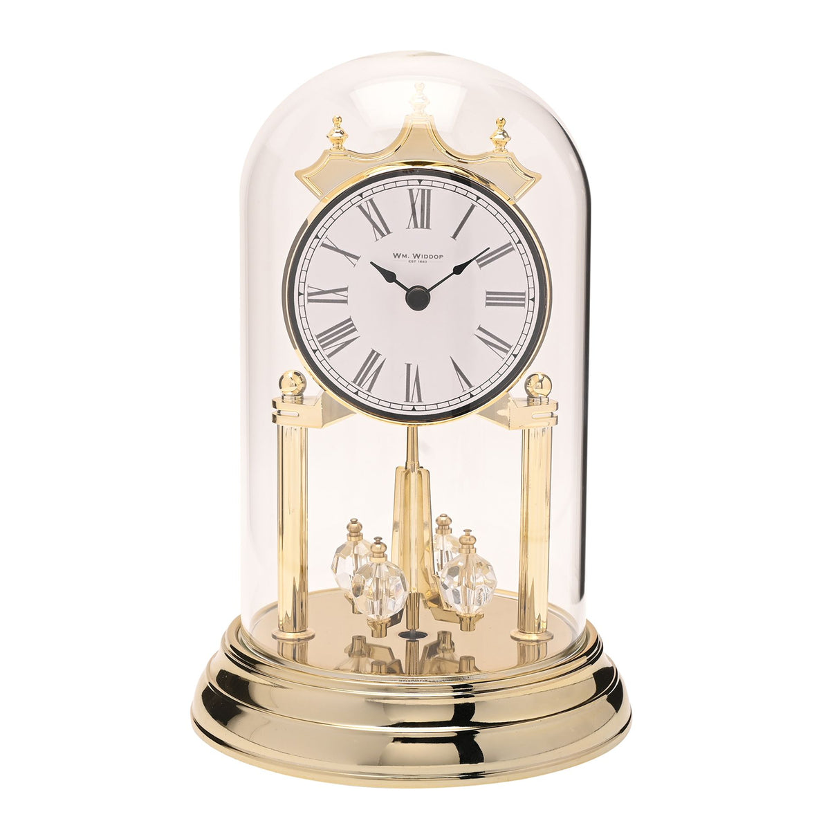 Wm.Widdop Rotating Pendulum Anniversary Clock - Gold