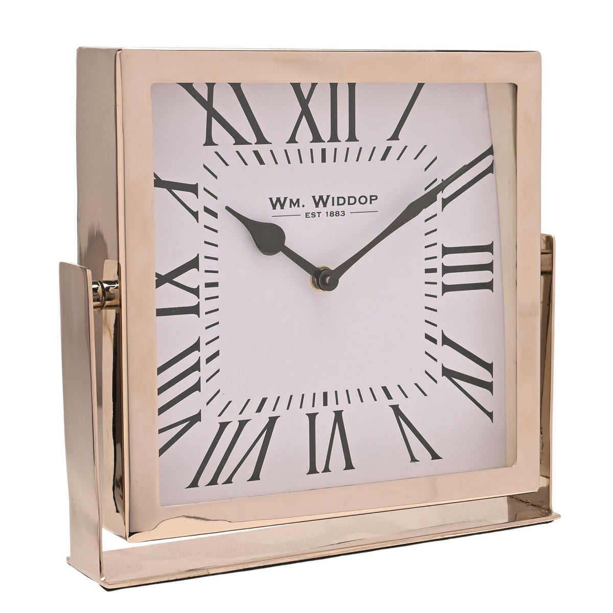 Wm.Widdop Silver Square Mantle Clock - 23cm