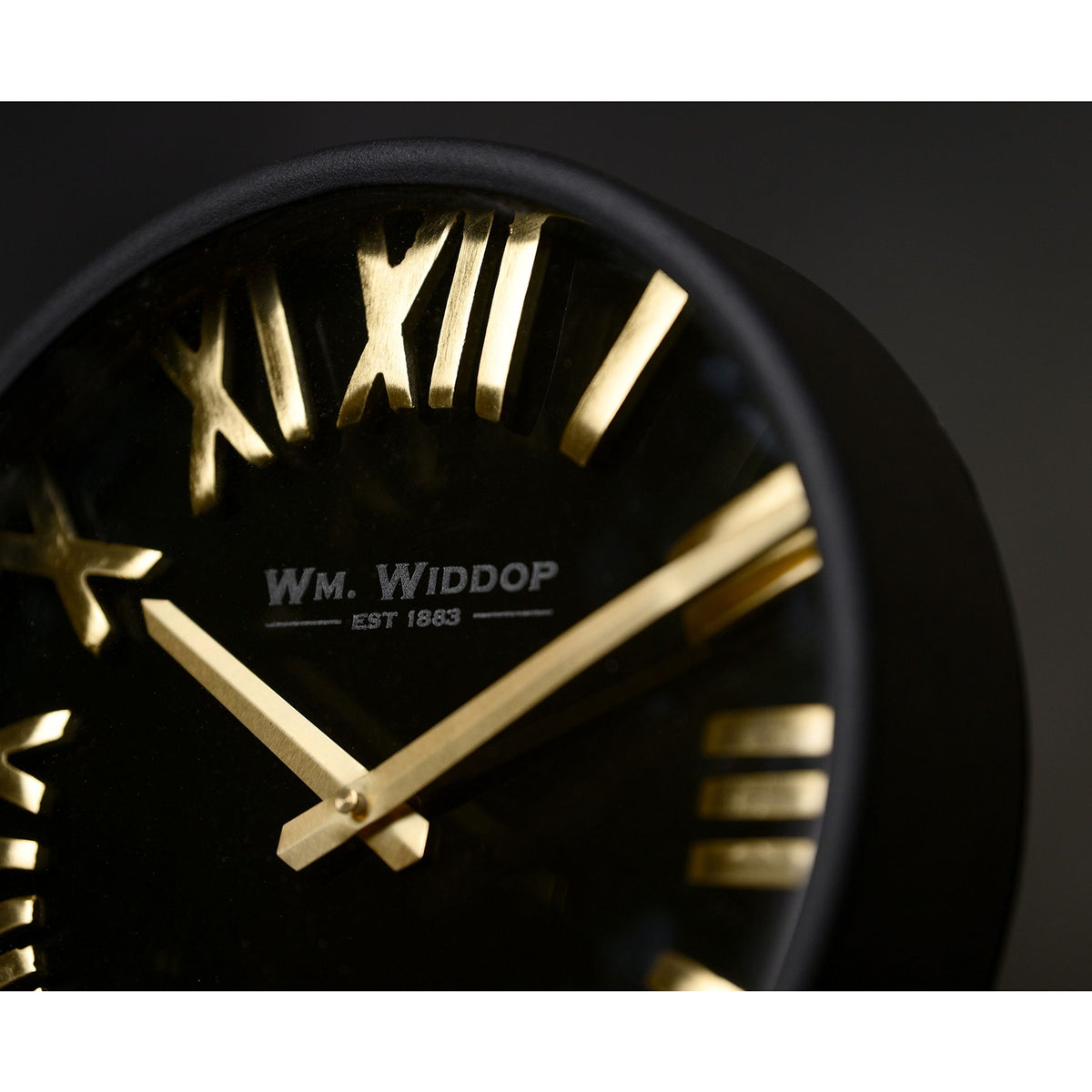 Wm.Widdop Black & Gold Table Clock - 25cm