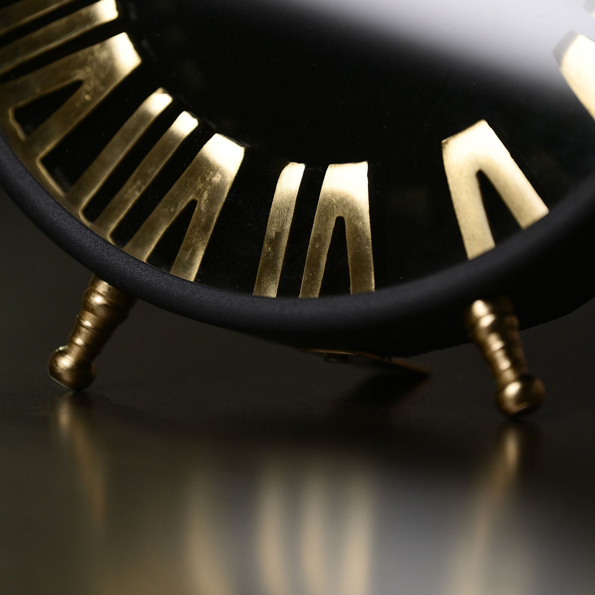 Wm.Widdop Black & Gold Table Clock - 25cm