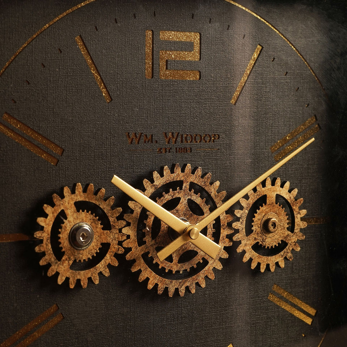 Wm.Widdop Mantel Clock With Moving Gears - 38cm