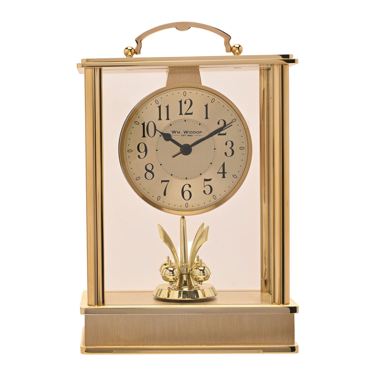 Wm. Widdop Gold Rotating Pendulum Mantel Clock