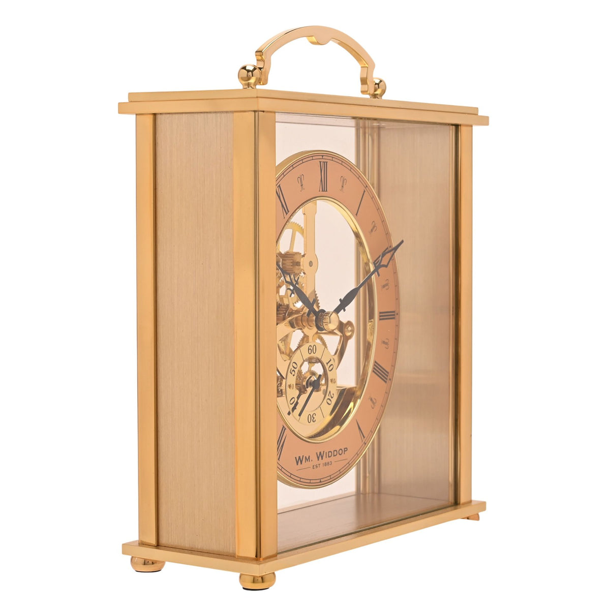 Wm. Widdop Gold Mantel Clock with Skeleton Movement