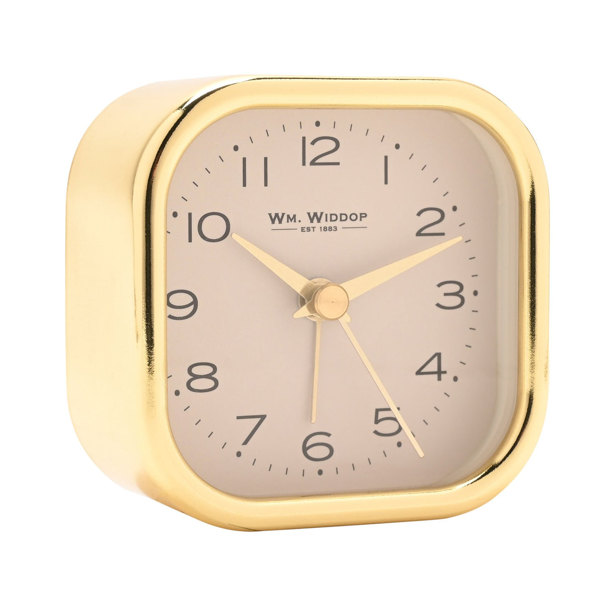 Wm. Widdop Square Metal Alarm Clock - Gold