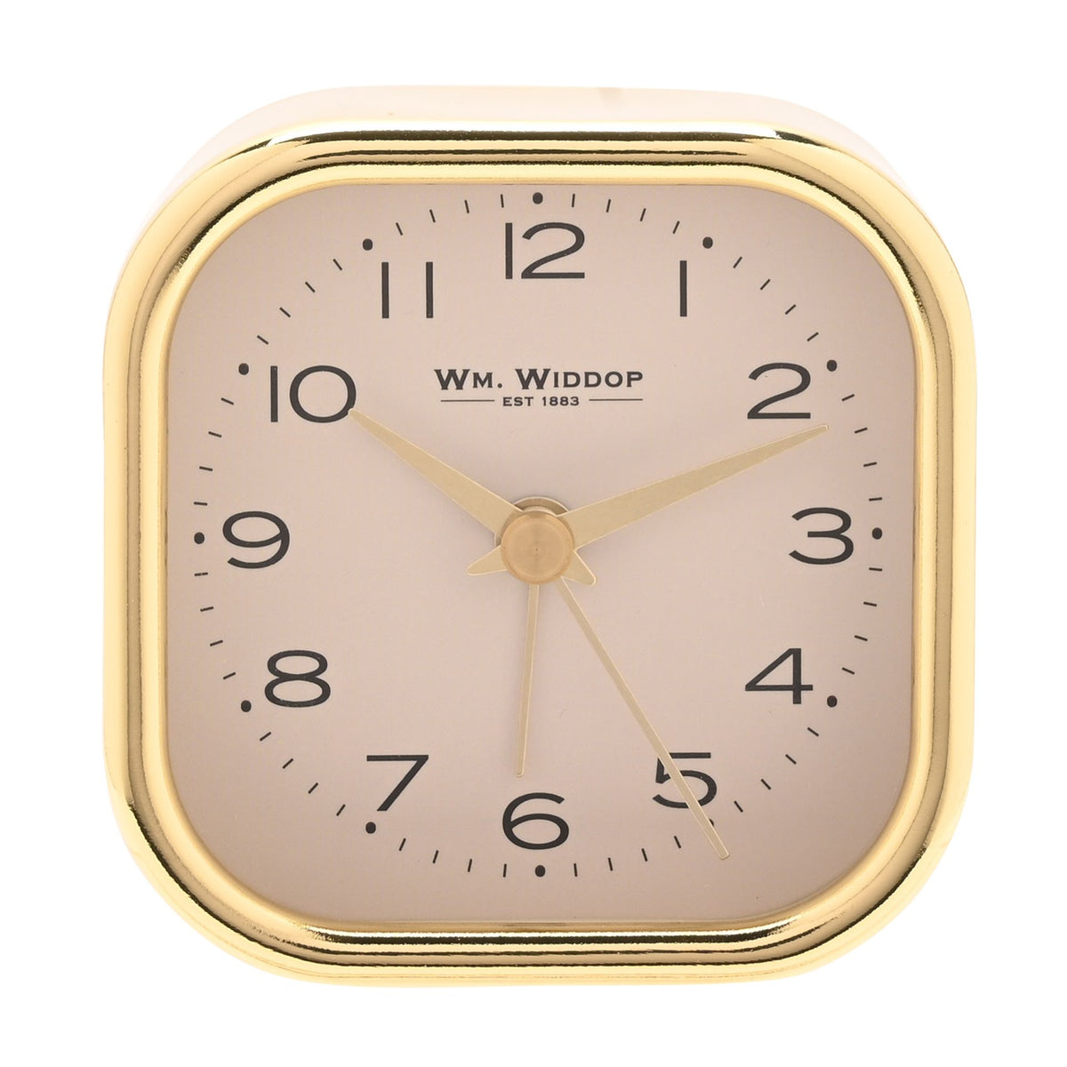 Wm. Widdop Square Metal Alarm Clock - Gold