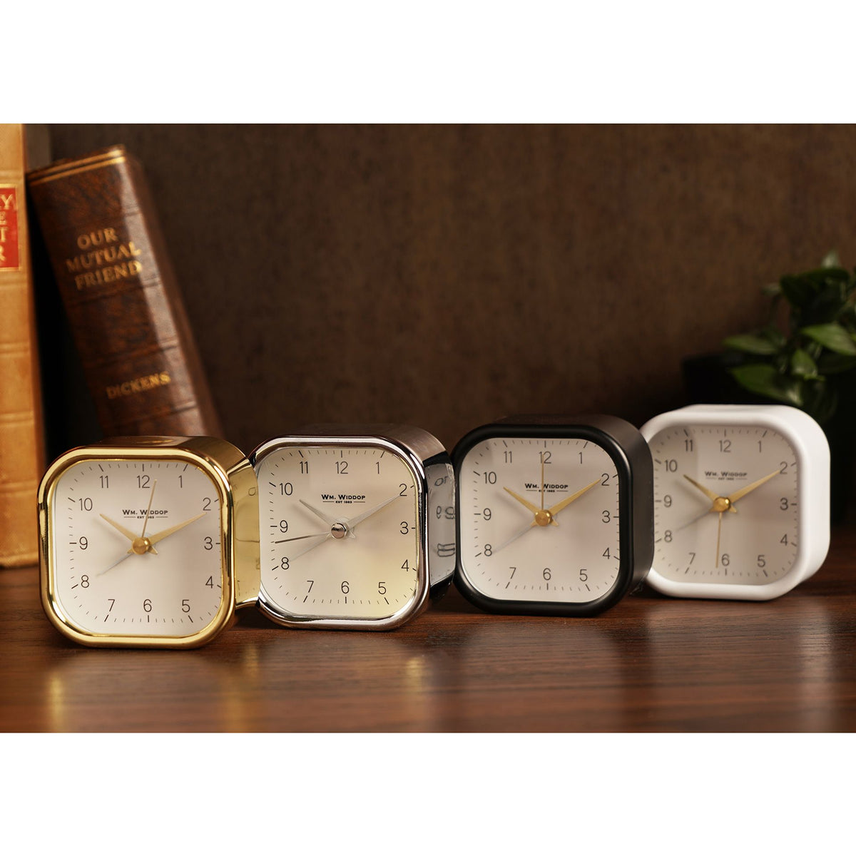 Wm. Widdop Square Metal Alarm Clock - Gold