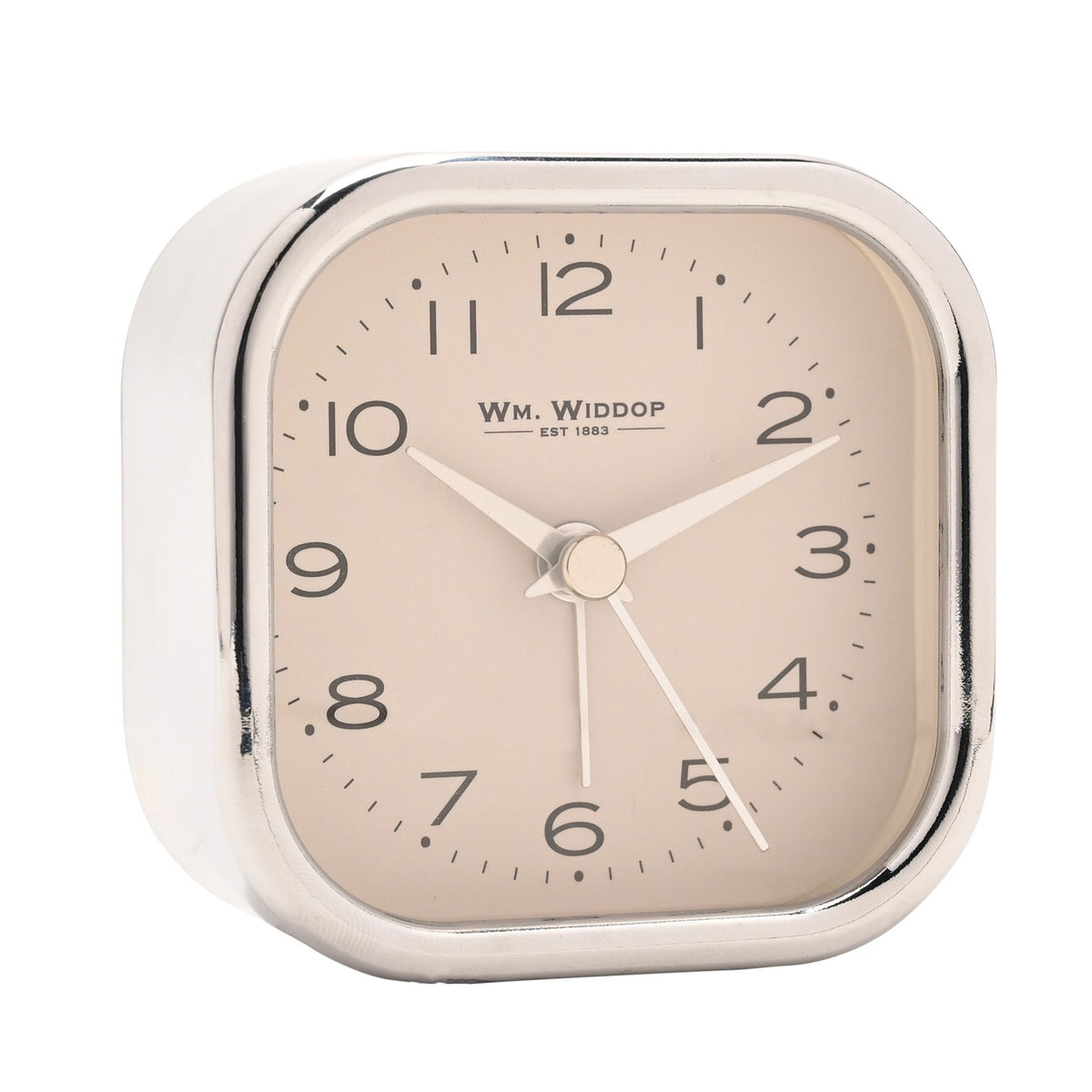 Wm. Widdop Square Metal Alarm Clock - Chrome