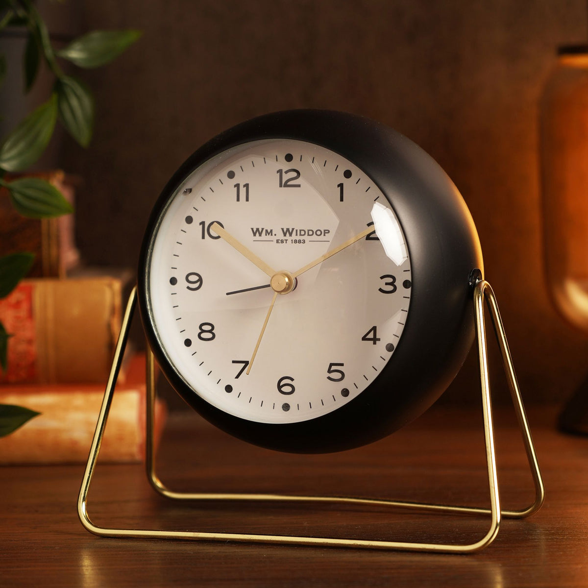 Wm. Widdop Medium Kent Metal Alarm Clock - Black