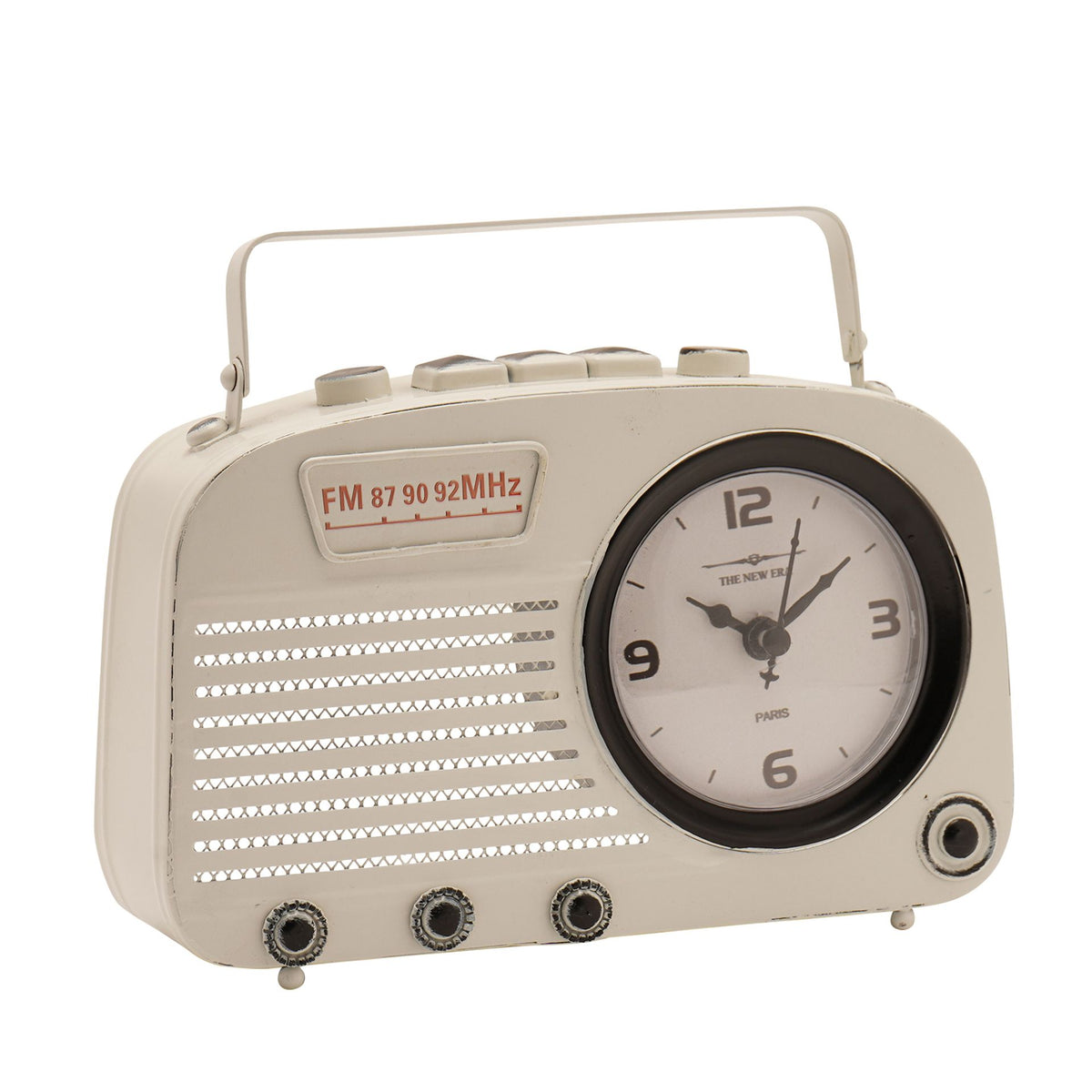 Hometime Metal Mantle Clock - Cream Retro Radio