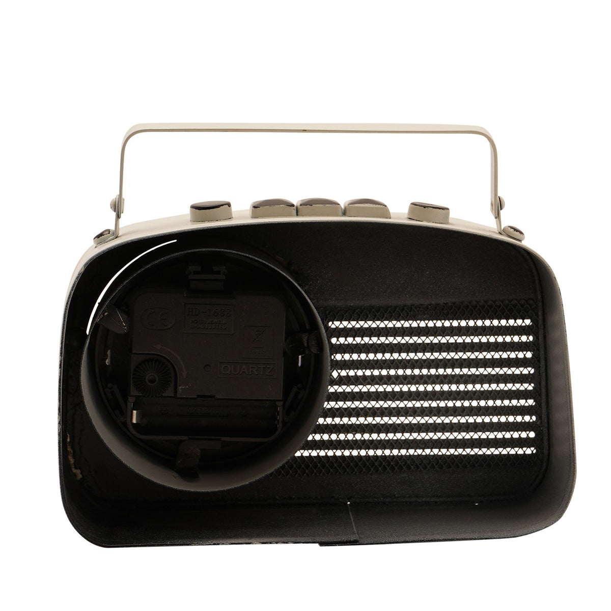 Hometime Metal Mantle Clock - Cream Retro Radio