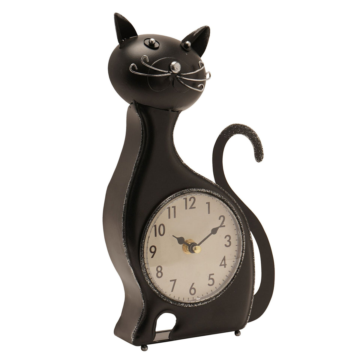 Hometime Metal Mantle Clock - Black Cat