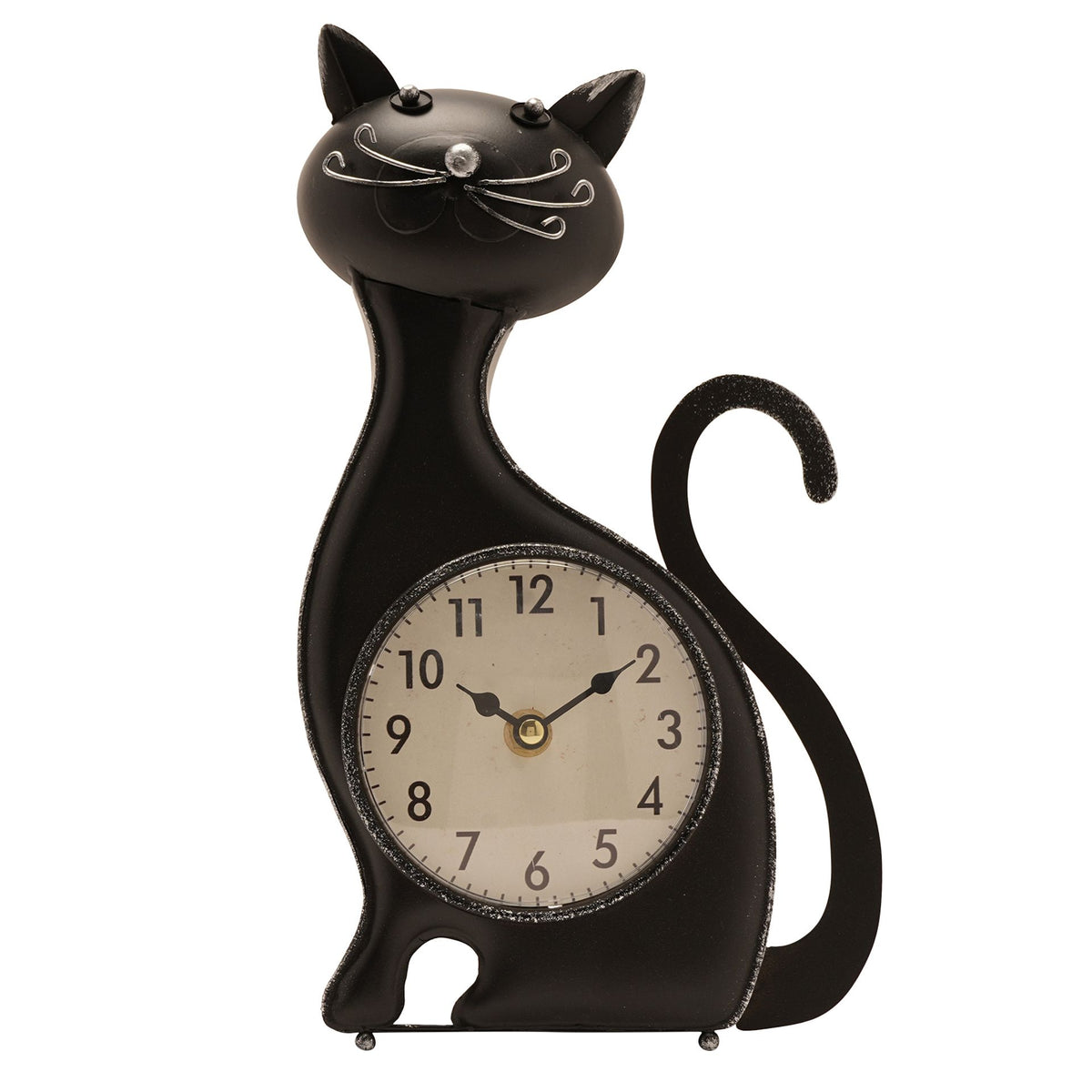 Hometime Metal Mantle Clock - Black Cat