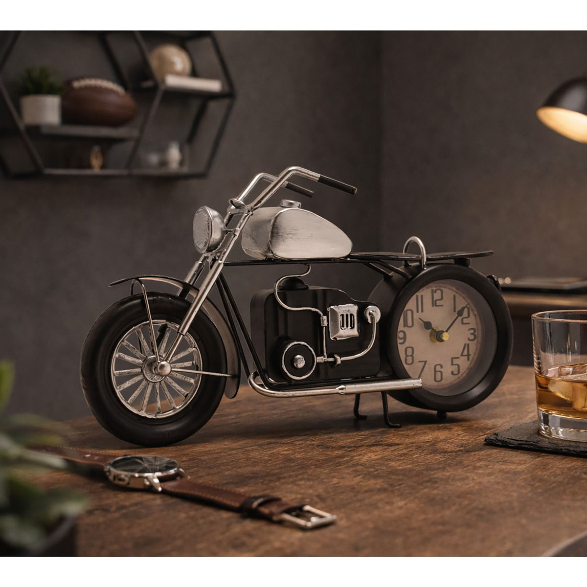 Hometime Metal Mantle Clock - Motorbike