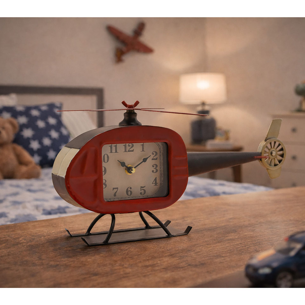 Hometime Metal Mantle Clock - Helicopter