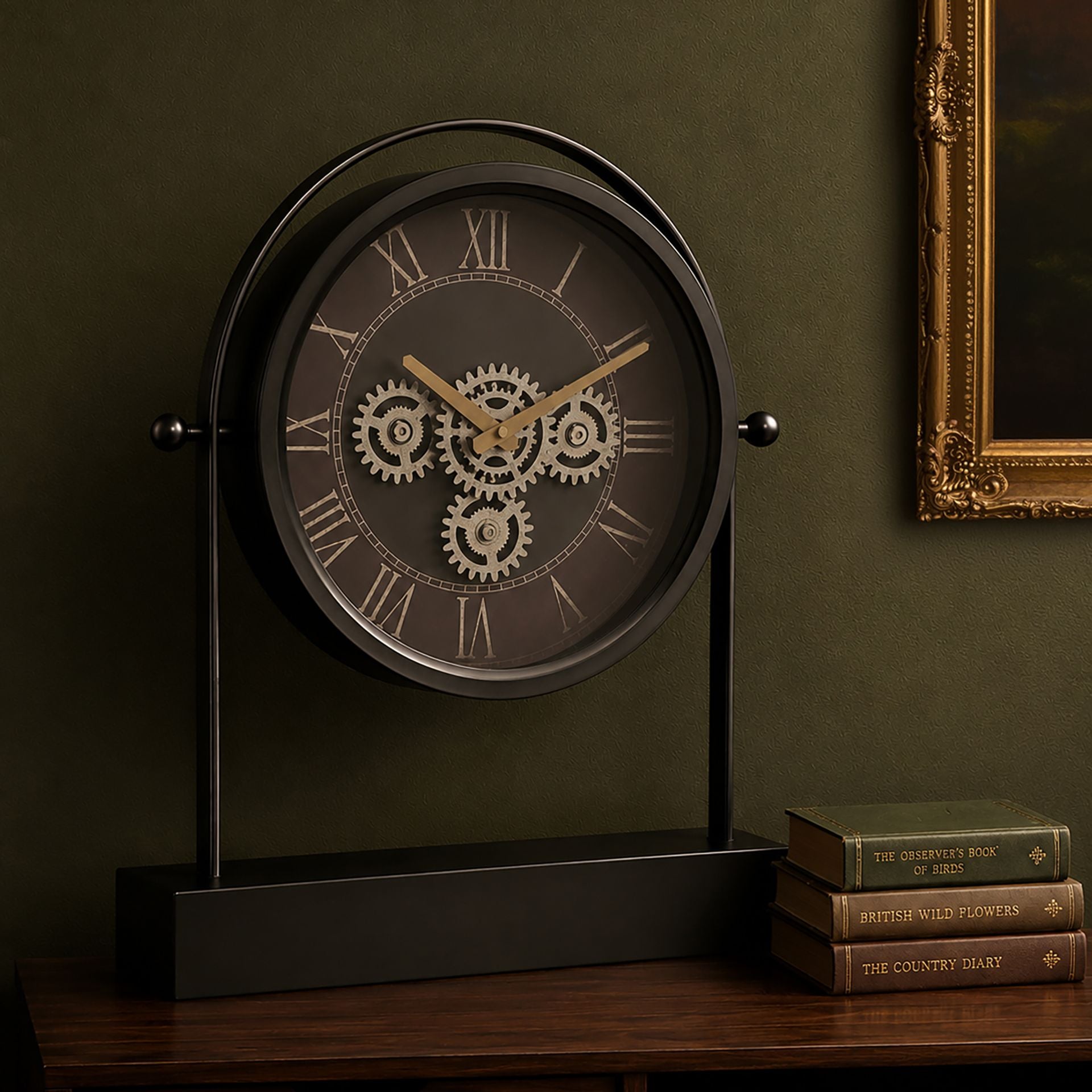 Wm Widdop Moving Gear Mantel Clock - 45cm