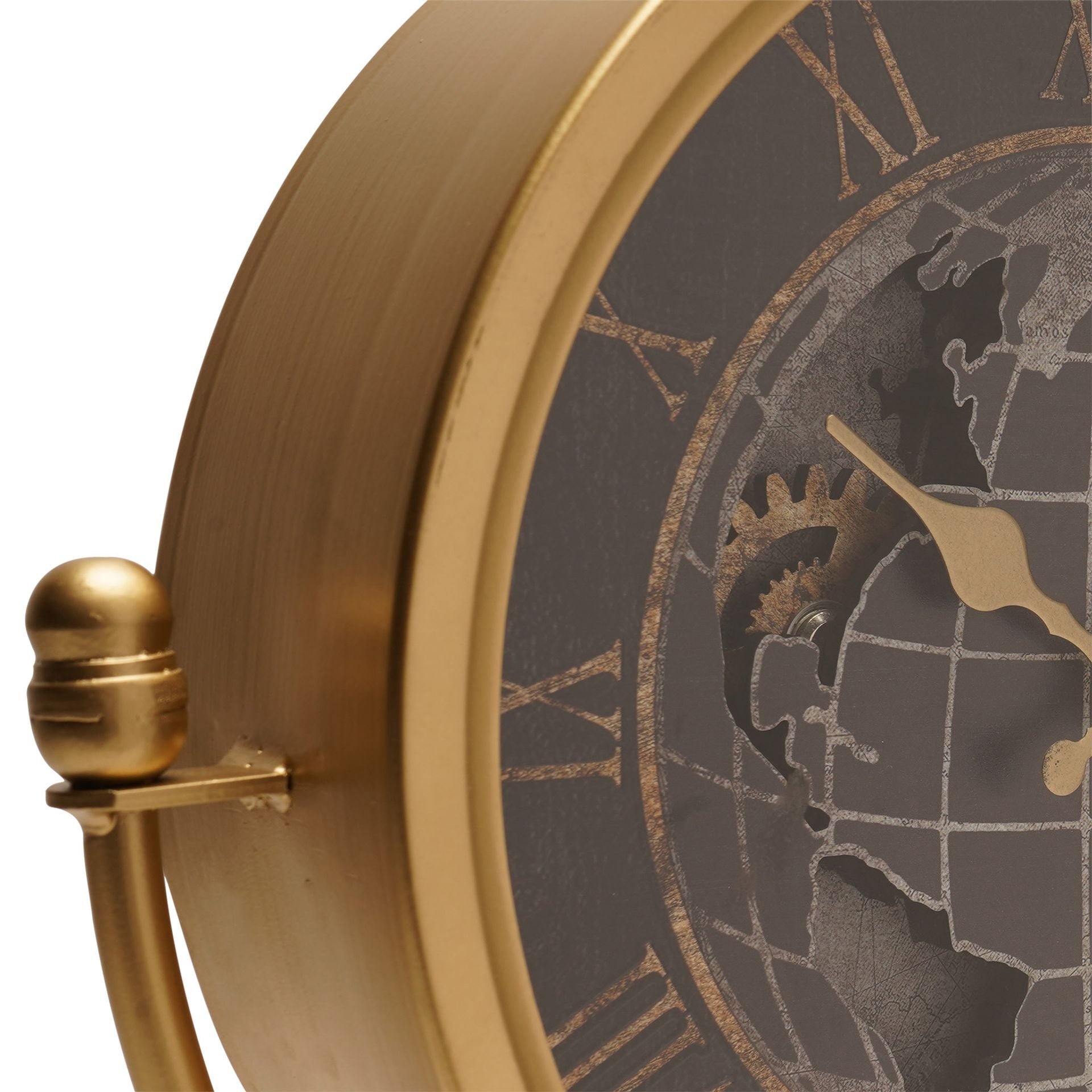 Wm Widdop Moving Gear World Map Mantel Clock - 39cm