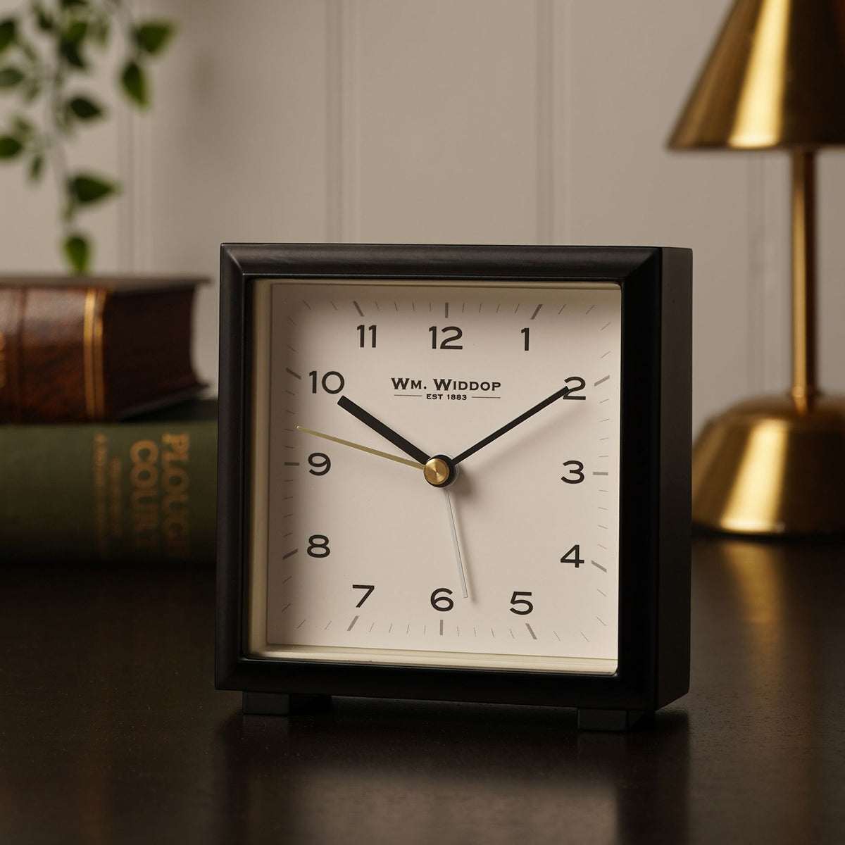 Wm Widdop Square Metal Alarm Clock 11cm - Black