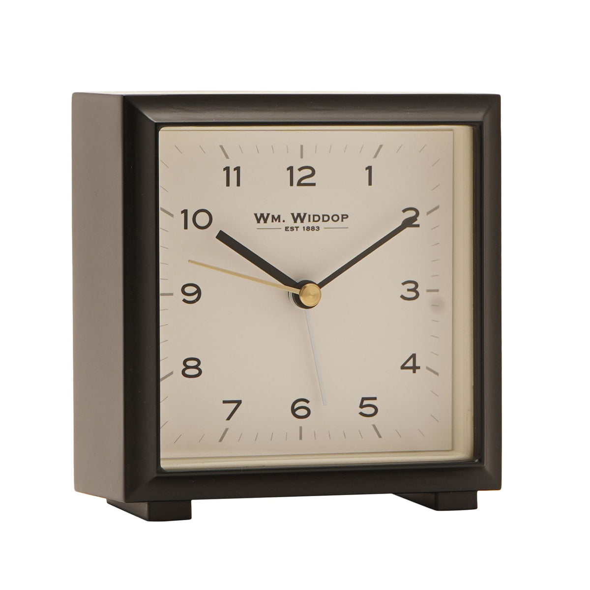 Wm Widdop Square Metal Alarm Clock 11cm - Black