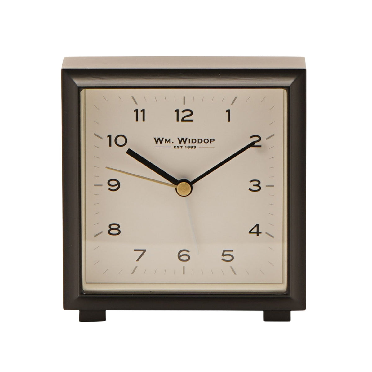 Wm Widdop Square Metal Alarm Clock 11cm - Black