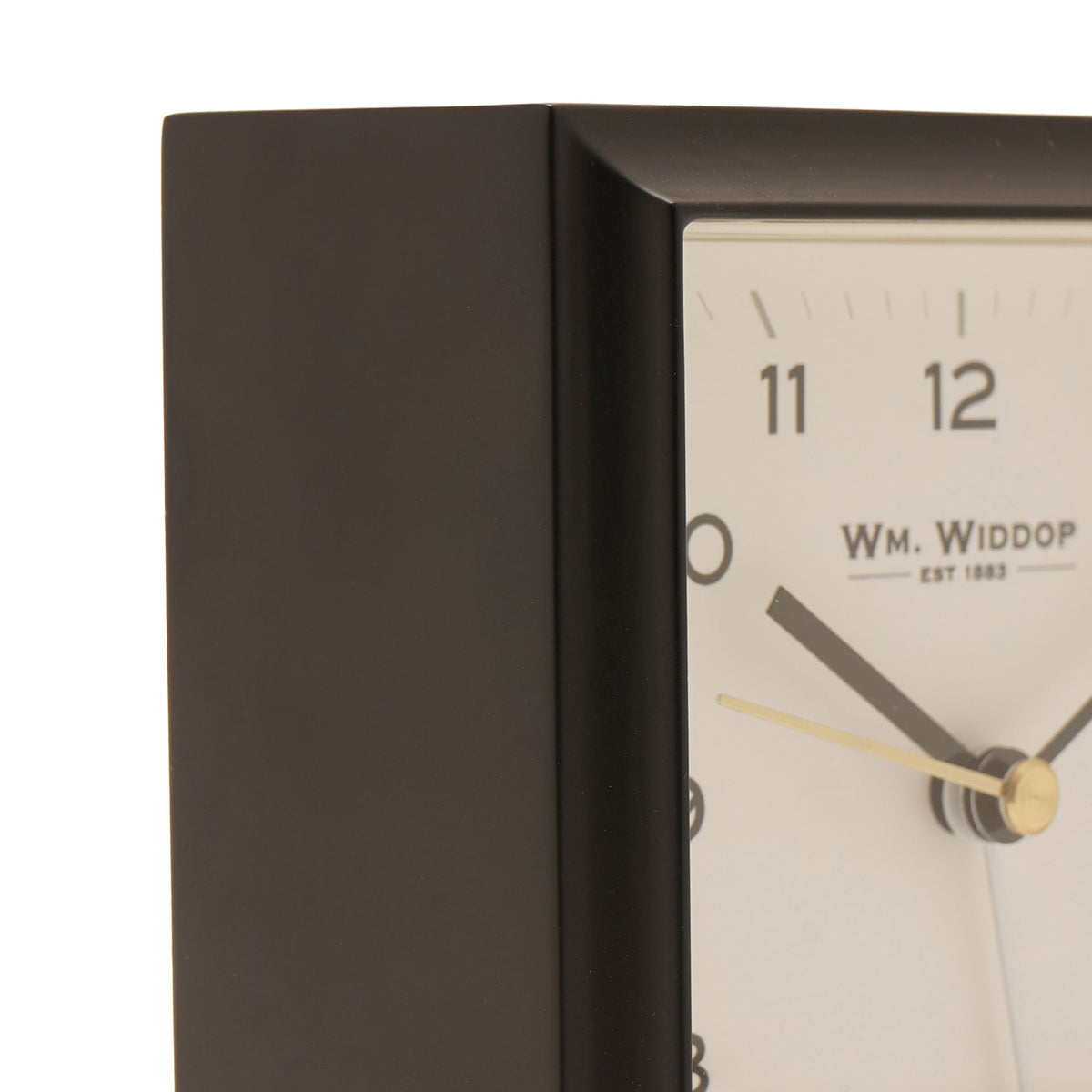 Wm Widdop Square Metal Alarm Clock 11cm - Black