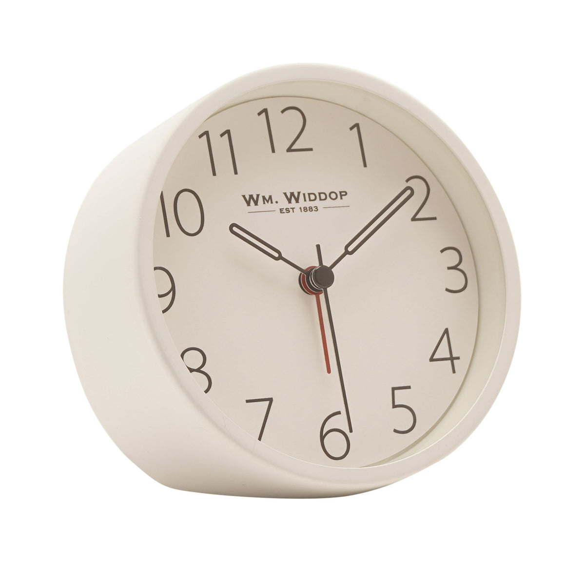 Wm Widdop Round Metal Alarm Clock 11cm - White