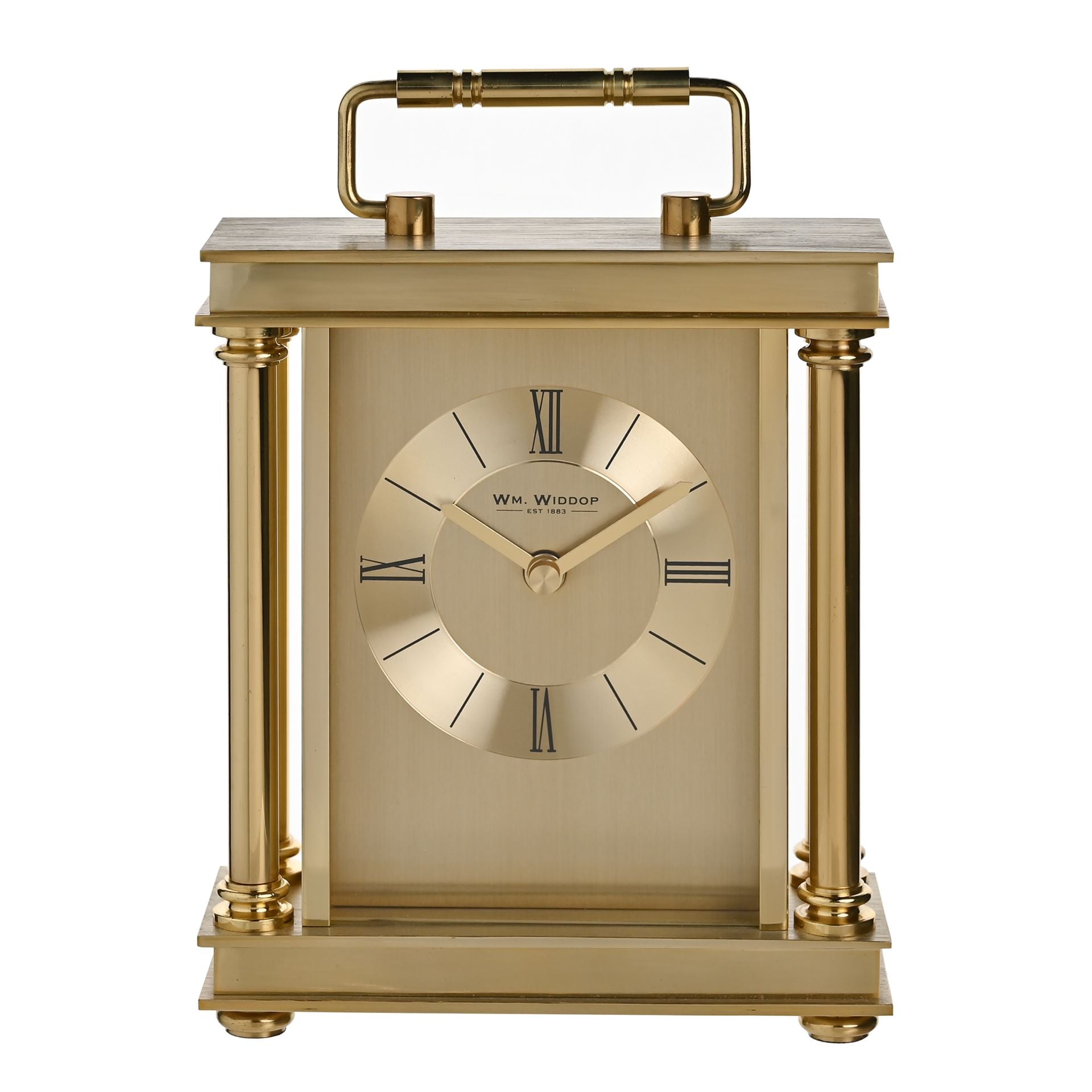 Wm. Widdop Gold Carriage Clock With Pillars
