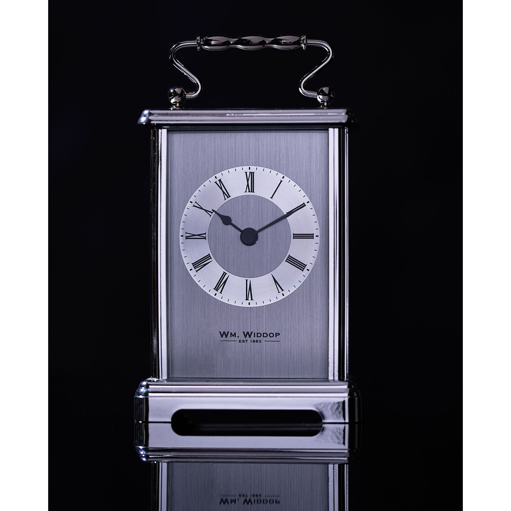 Wm Widdop Silver colour Carriage Clock
