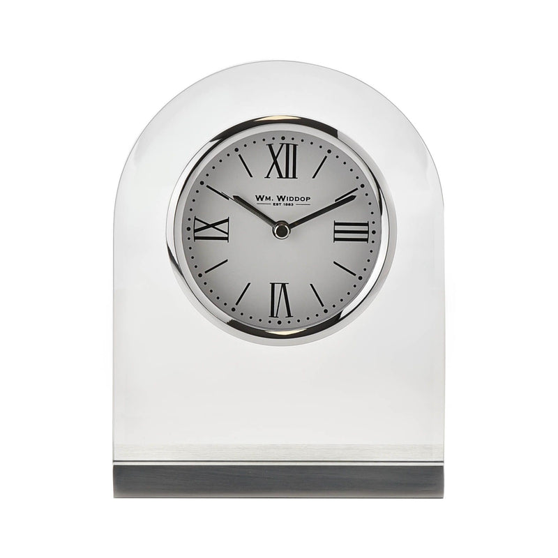 Wm.Widdop Arched Glass Mantel Clock Roman Dial