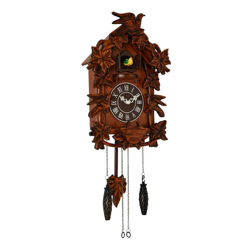 Qtz Cuckoo Clock Bird on Top Wooden Case - Large
