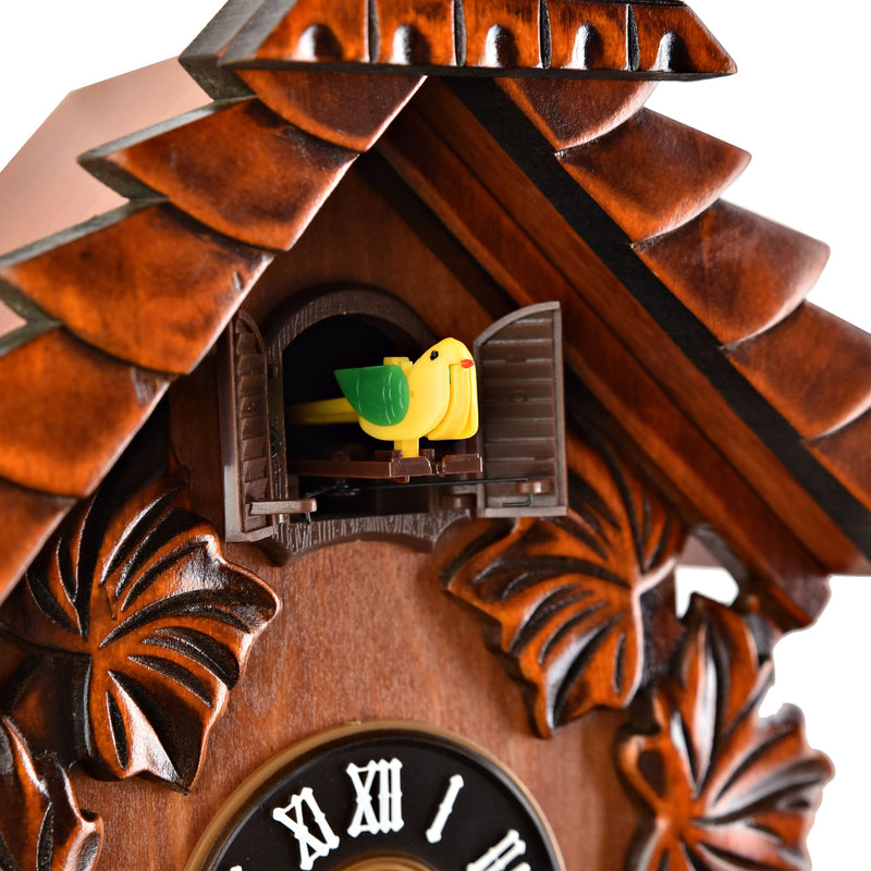 Qtz Cuckoo Clock - Wooden - Pitched Roof